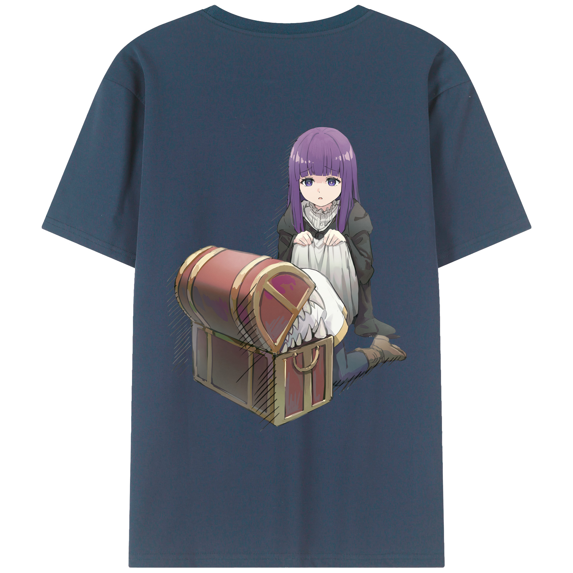 （画像用） 葬送のフリーレン Frieren 綿100％ メンズ半袖Tシャツ（バックプリント） 通気性