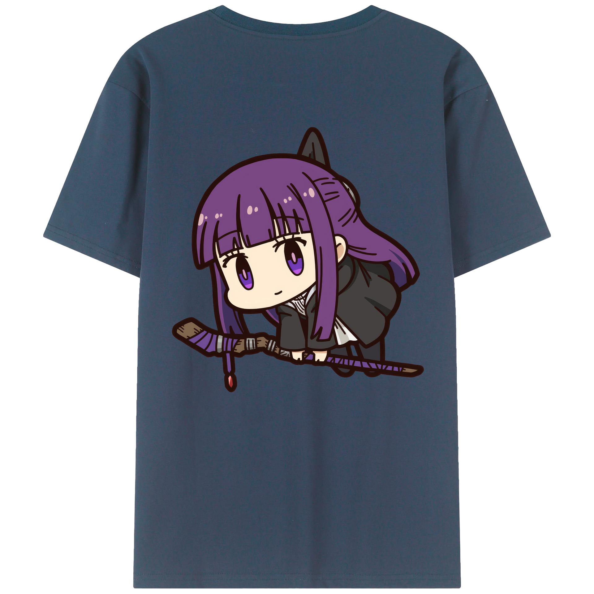 （画像用） 葬送のフリーレン Frieren 綿100％ メンズ半袖Tシャツ（バックプリント） 通気性