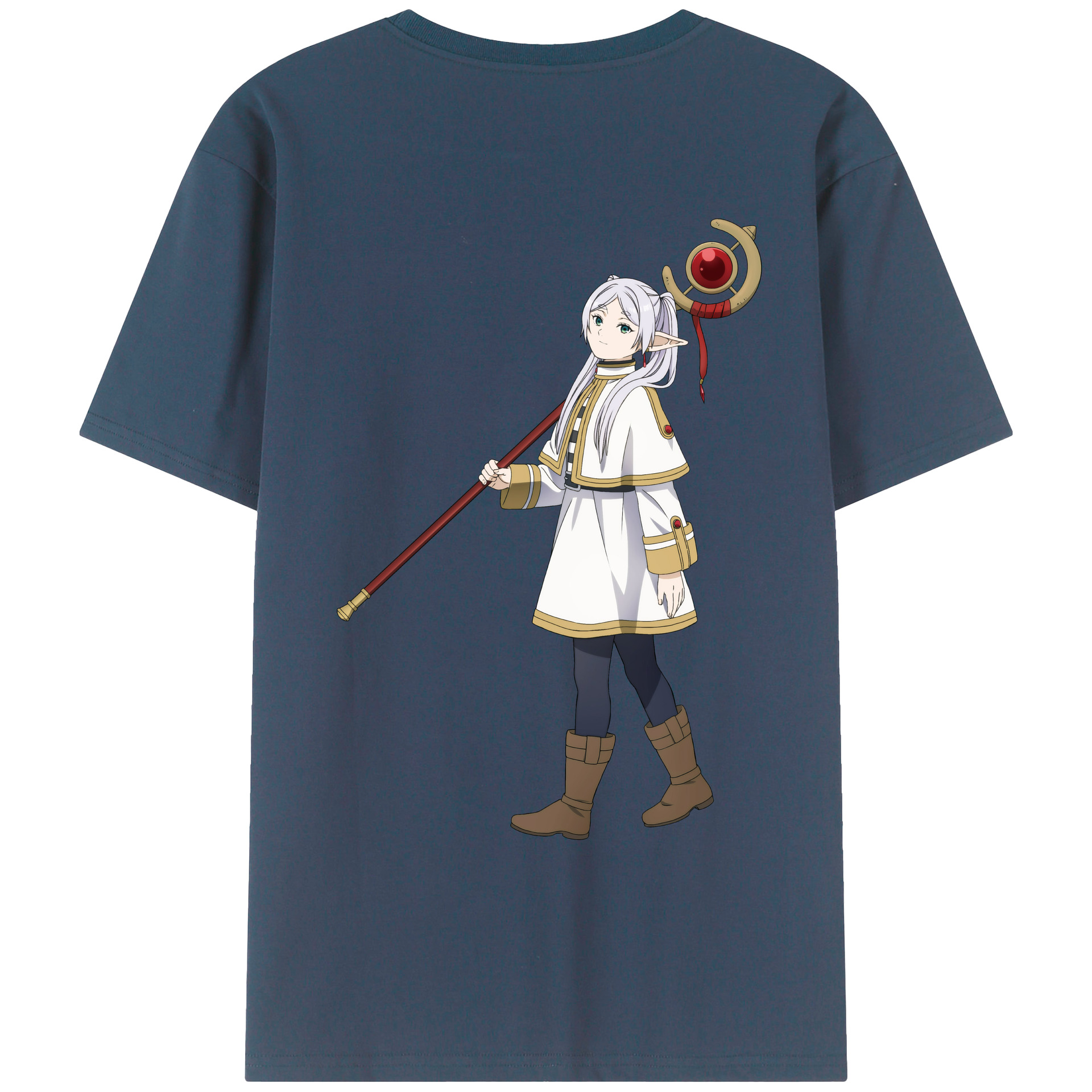（画像用） 葬送のフリーレン Frieren 綿100％ メンズ半袖Tシャツ（バックプリント） 通気性