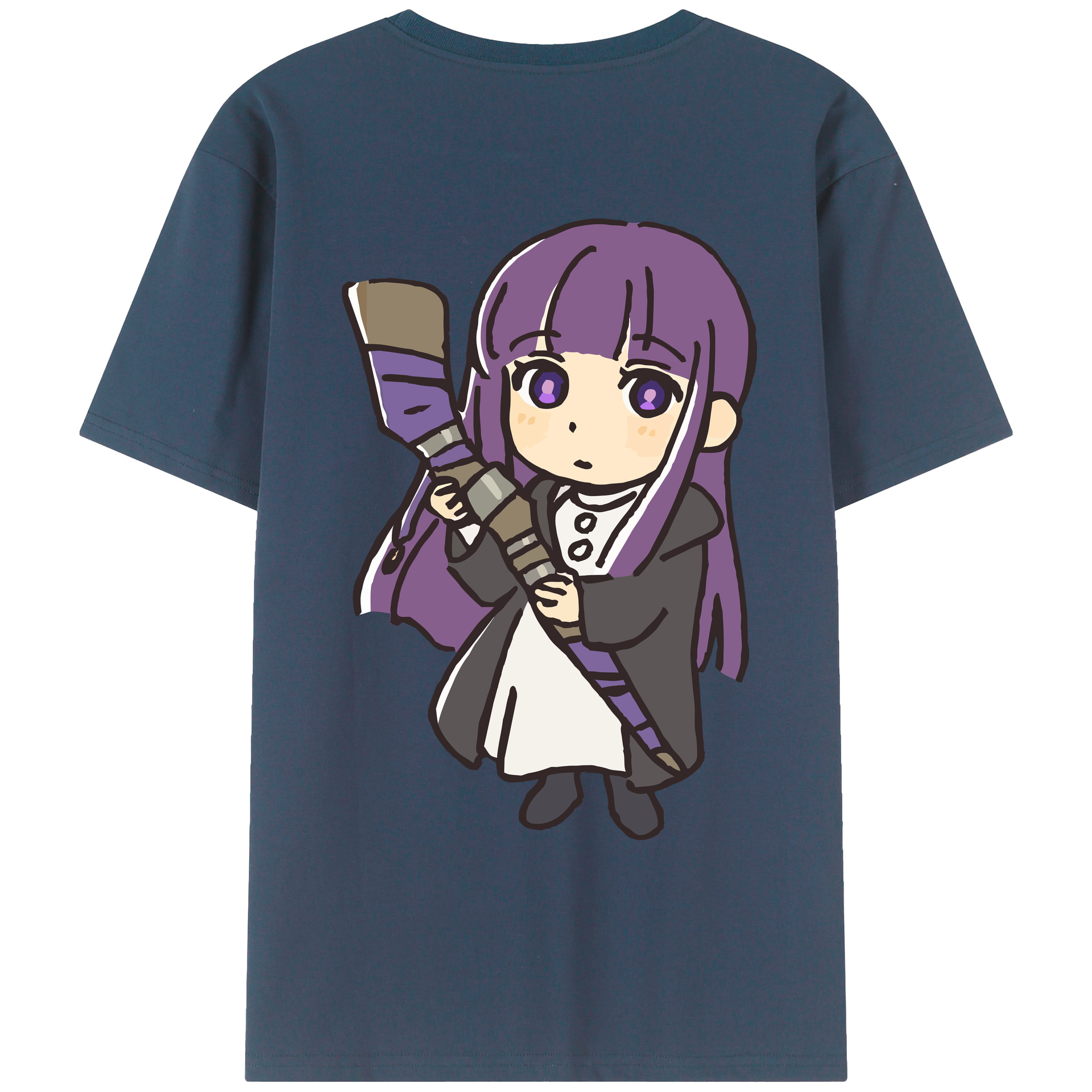 （画像用） 葬送のフリーレン Frieren 綿100％ メンズ半袖Tシャツ（バックプリント） 通気性