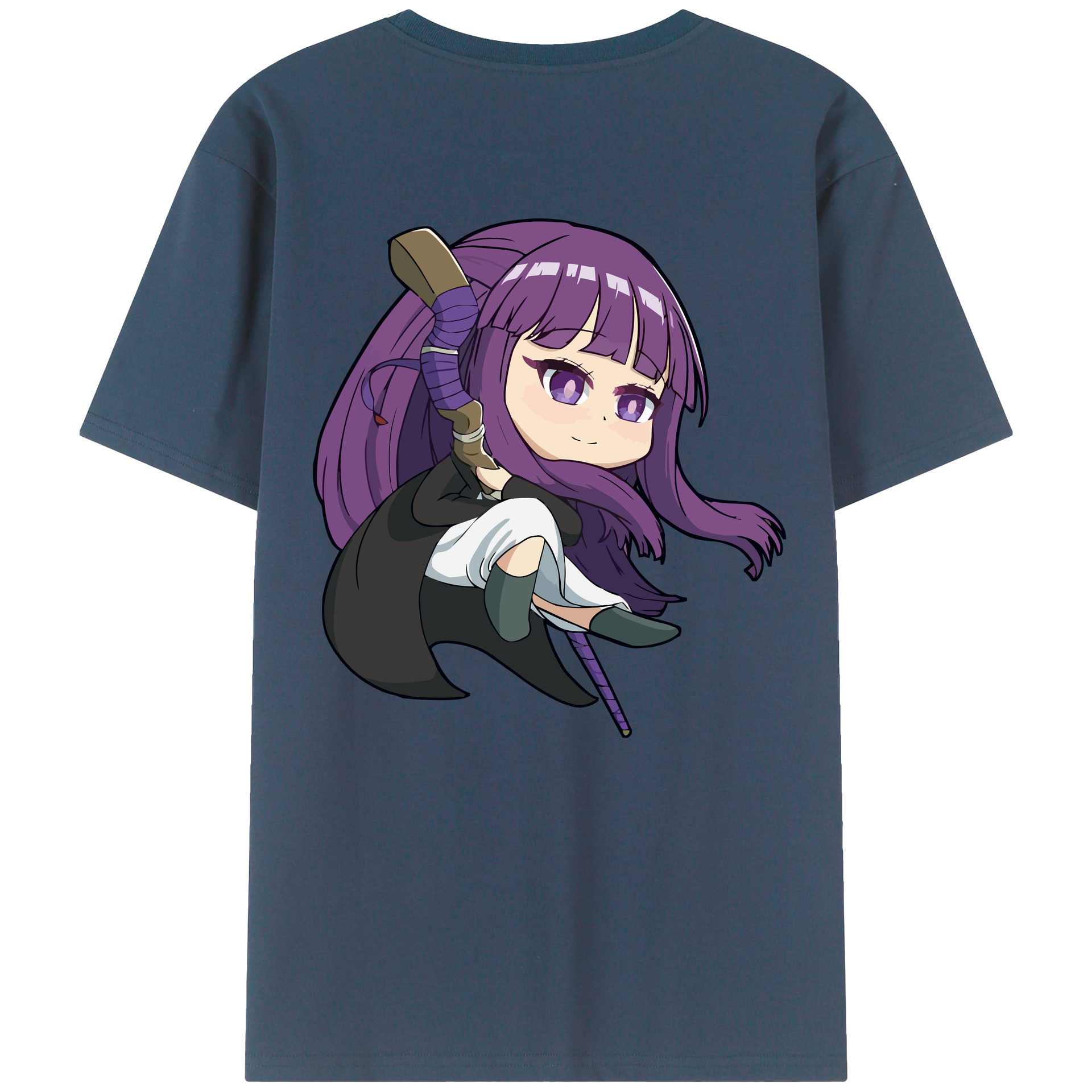 （画像用） 葬送のフリーレン Frieren 綿100％ メンズ半袖Tシャツ（バックプリント） 通気性