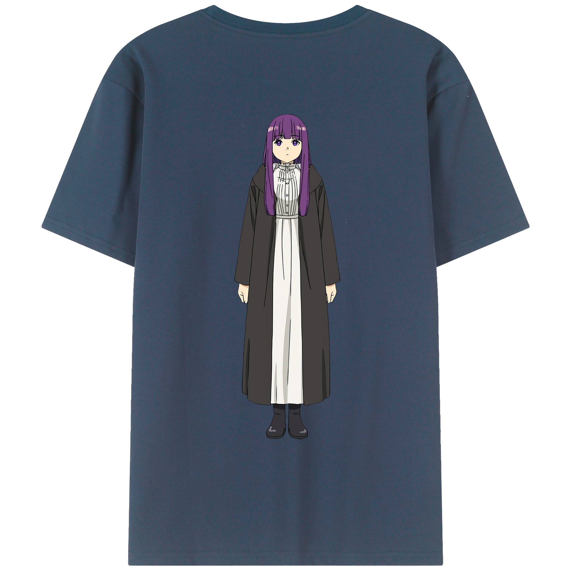（画像用） 葬送のフリーレン Frieren 綿100％ メンズ半袖Tシャツ（バックプリント） 通気性