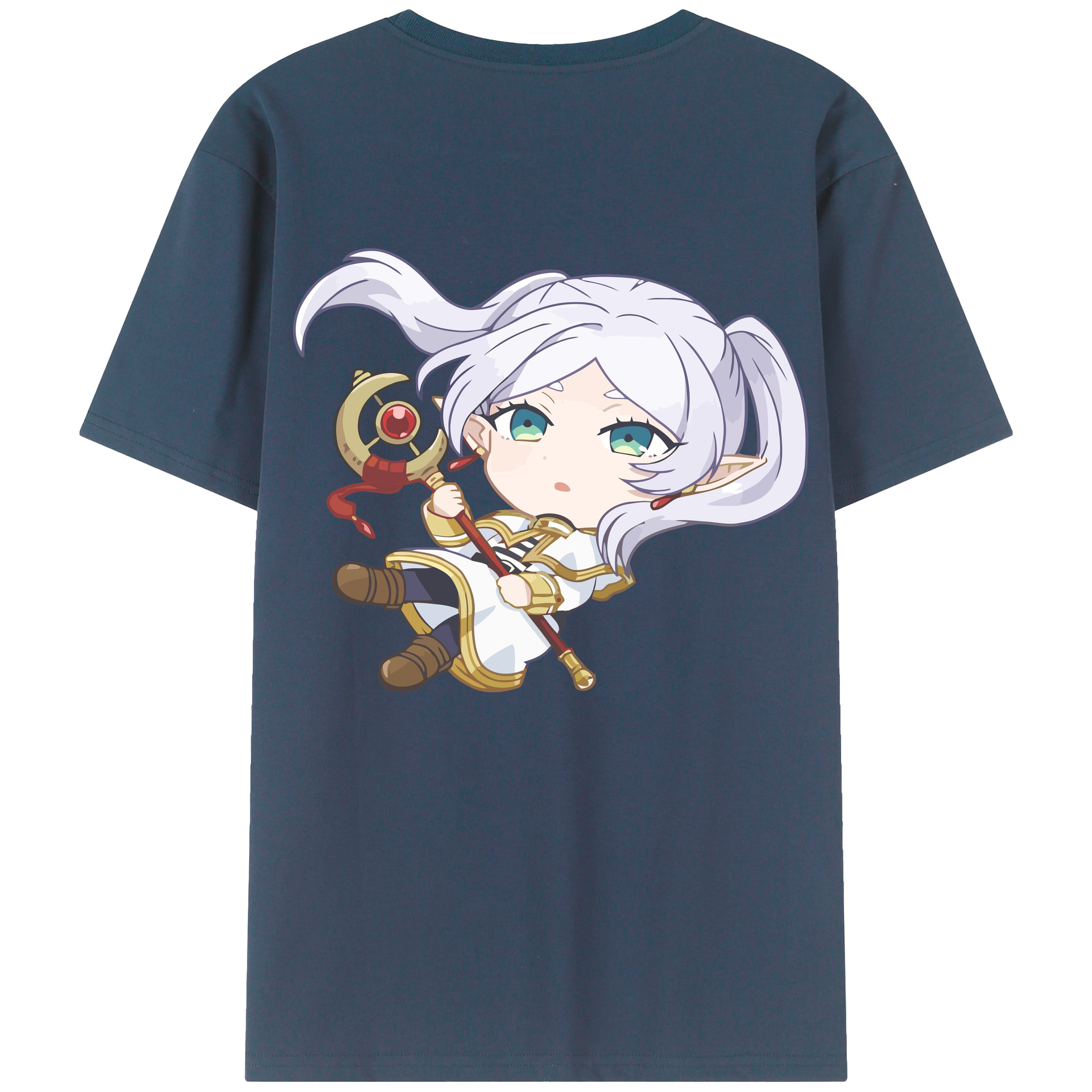 （画像用） 葬送のフリーレン Frieren 綿100％ メンズ半袖Tシャツ（バックプリント） 通気性