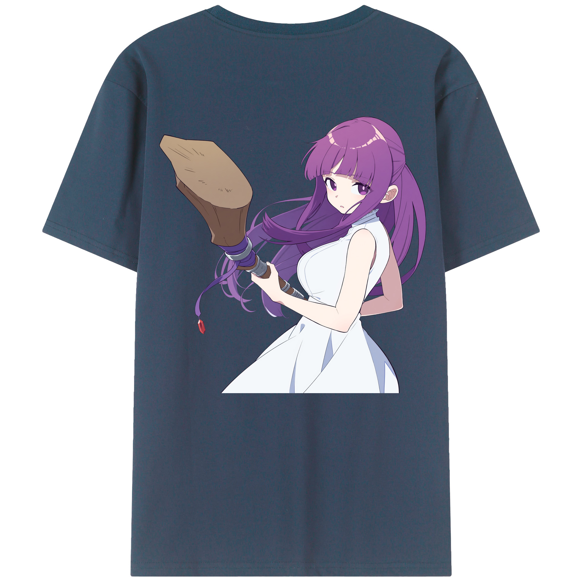 （画像用） 葬送のフリーレン Frieren 綿100％ メンズ半袖Tシャツ（バックプリント） 通気性