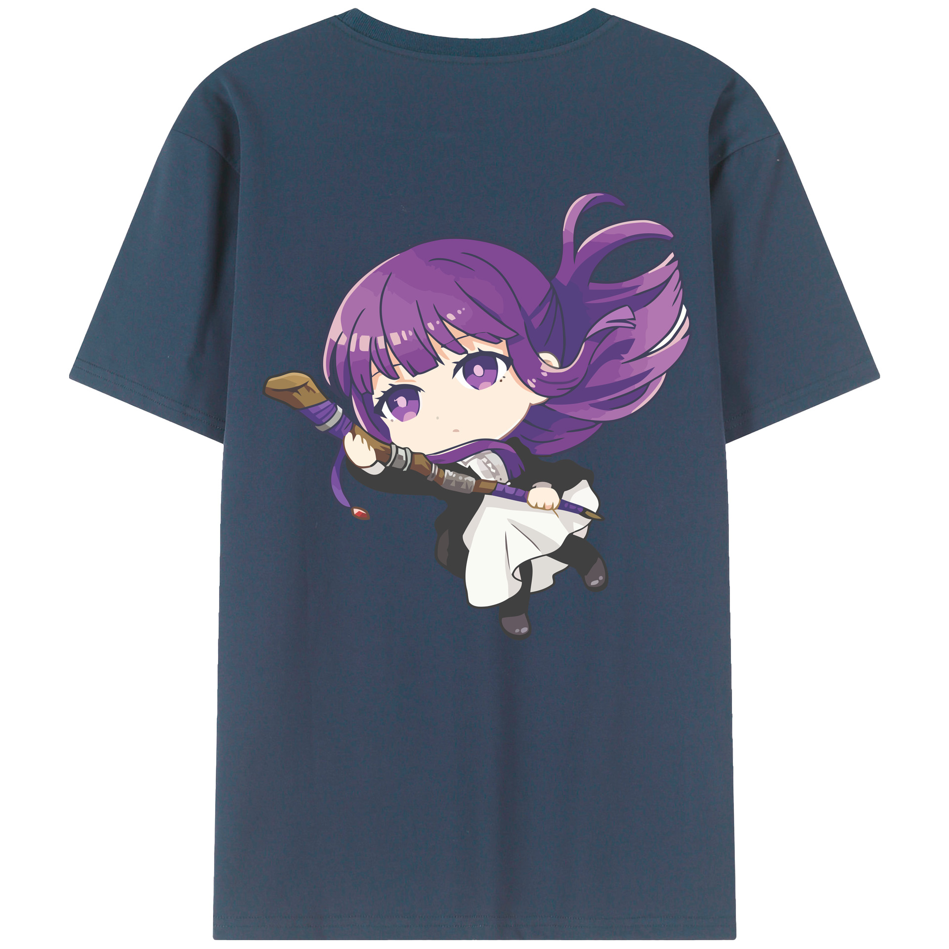 （画像用） 葬送のフリーレン Frieren 綿100％ メンズ半袖Tシャツ（バックプリント） 通気性