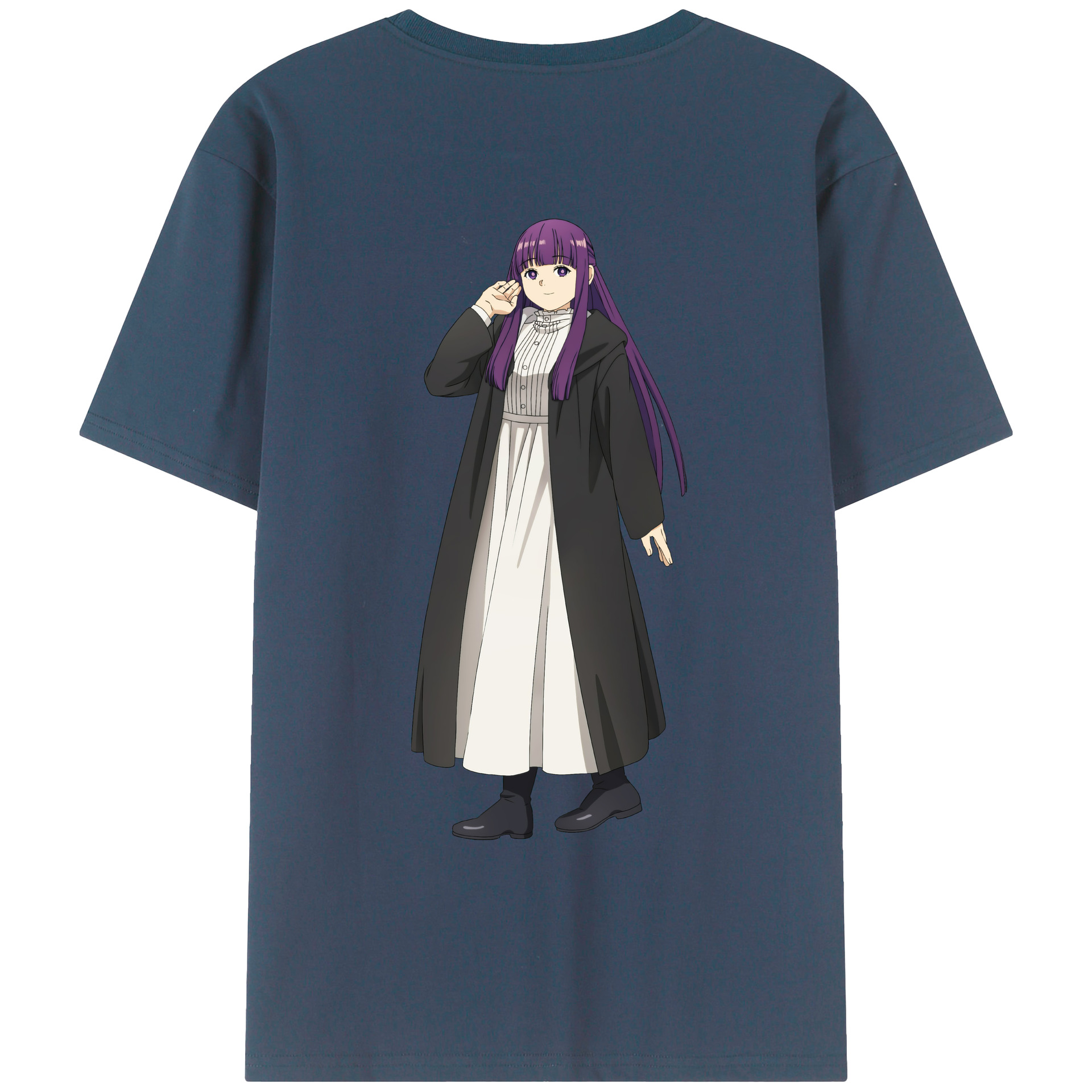 （画像用） 葬送のフリーレン Frieren 綿100％ メンズ半袖Tシャツ（バックプリント） 通気性