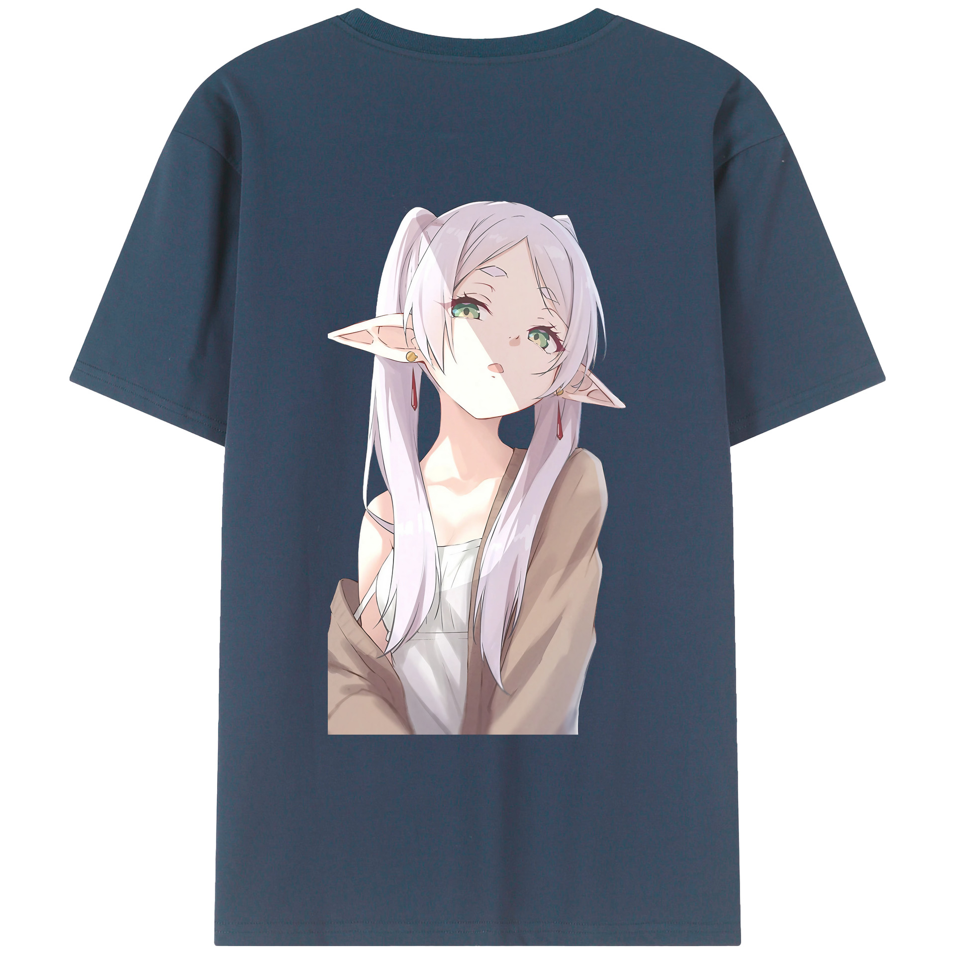 （画像用） 葬送のフリーレン Frieren 綿100％ メンズ半袖Tシャツ（バックプリント） 通気性