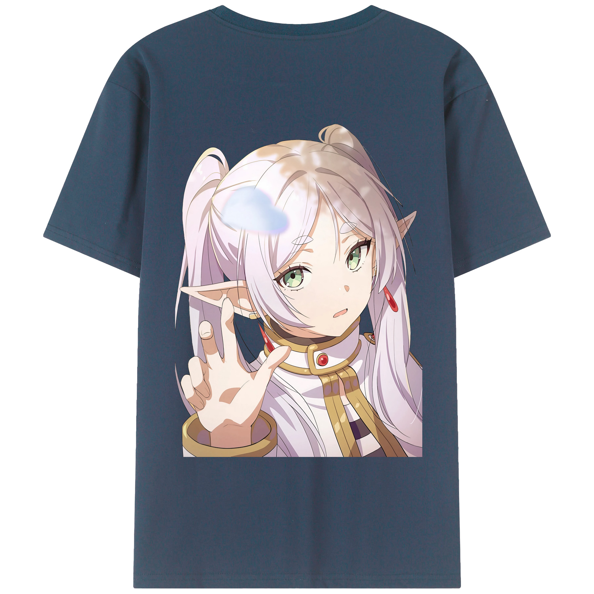 （画像用） 葬送のフリーレン Frieren 綿100％ メンズ半袖Tシャツ（バックプリント） 通気性