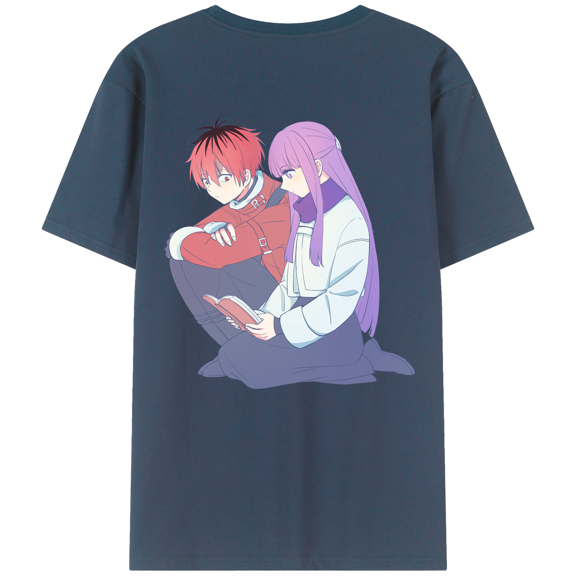 （画像用） 葬送のフリーレン Frieren 綿100％ メンズ半袖Tシャツ（バックプリント） 通気性