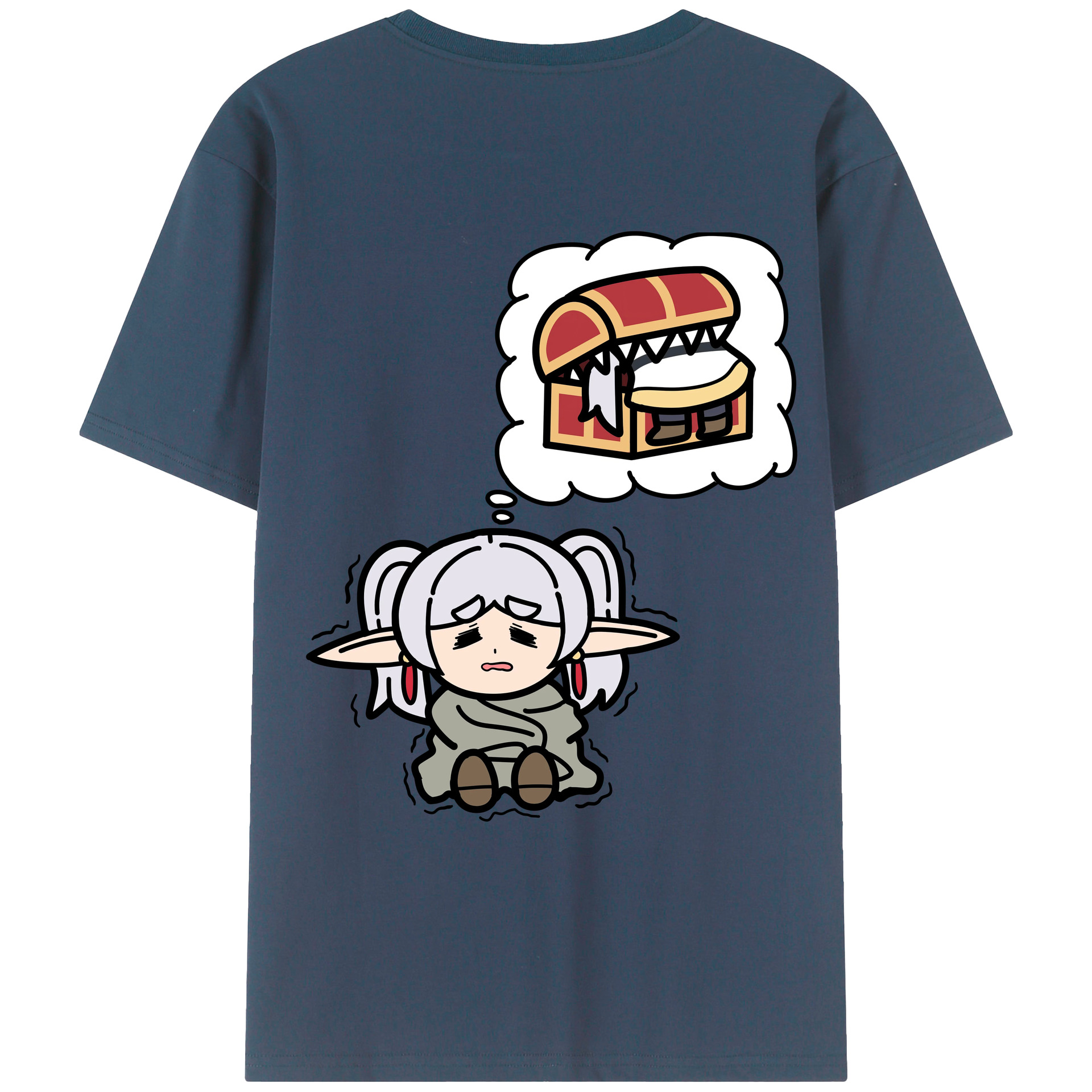 （画像用） 葬送のフリーレン Frieren 綿100％ メンズ半袖Tシャツ（バックプリント） 通気性