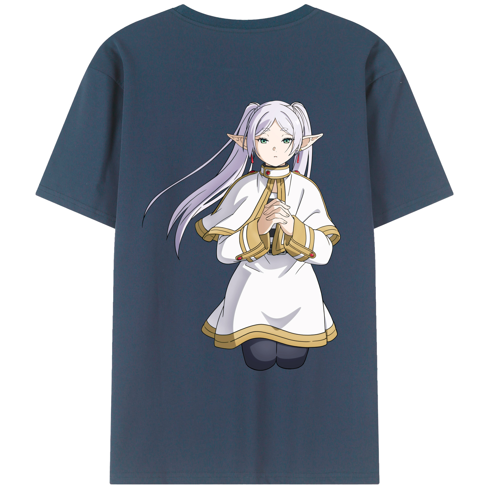 （画像用） 葬送のフリーレン Frieren 綿100％ メンズ半袖Tシャツ（バックプリント） 通気性