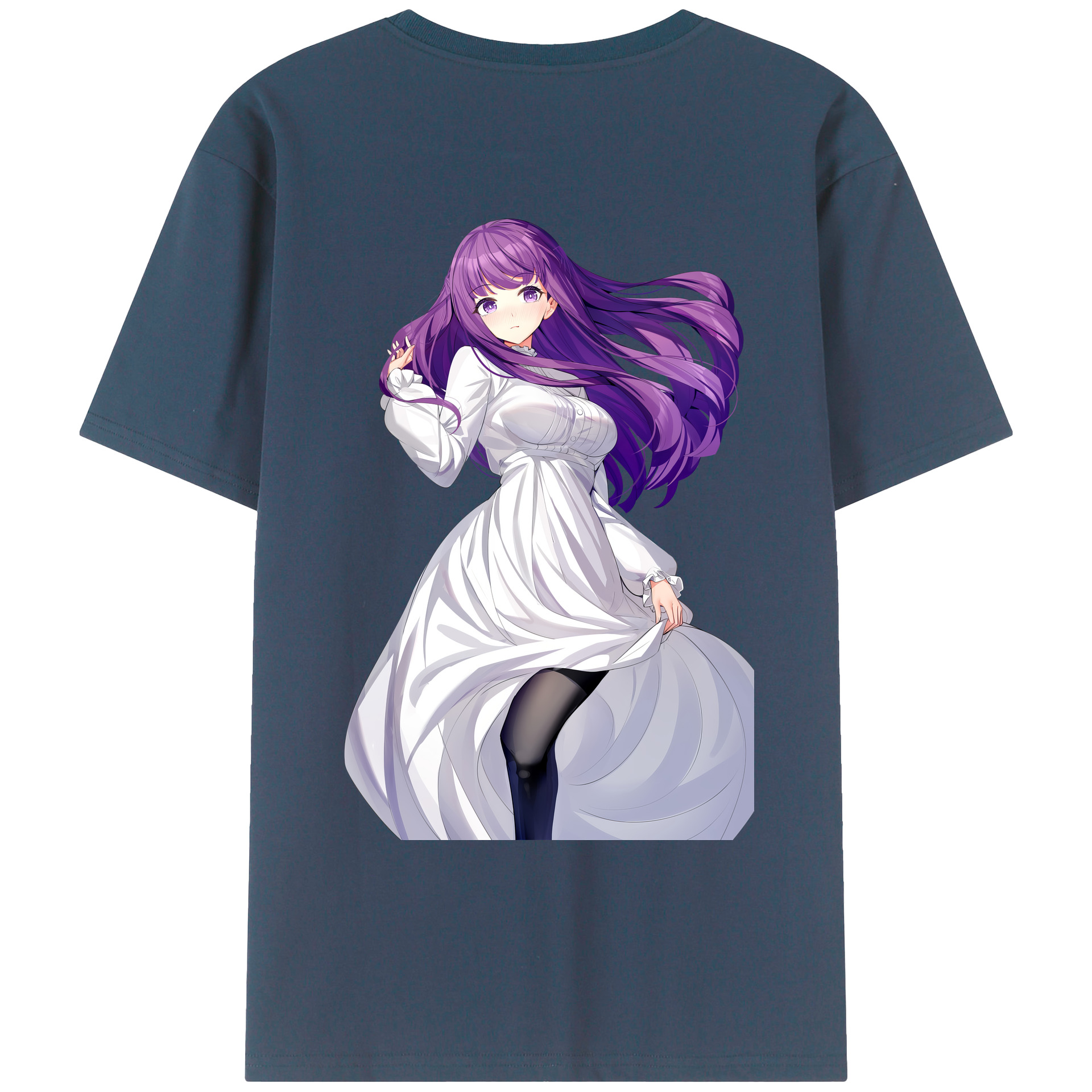 （画像用） 葬送のフリーレン Frieren 綿100％ メンズ半袖Tシャツ（バックプリント） 通気性