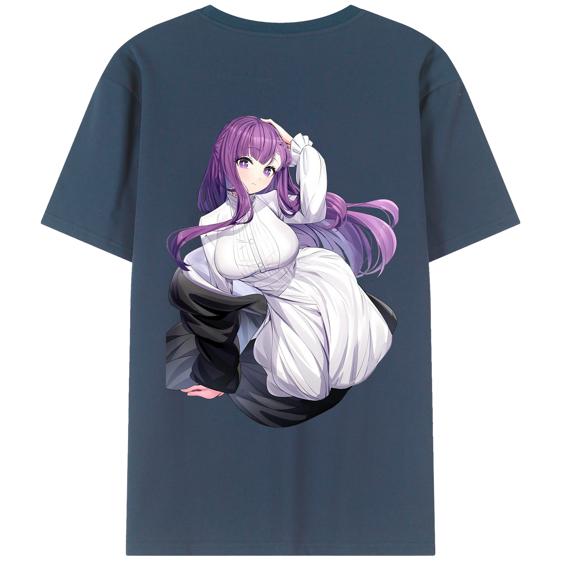 （画像用） 葬送のフリーレン Frieren 綿100％ メンズ半袖Tシャツ（バックプリント） 通気性