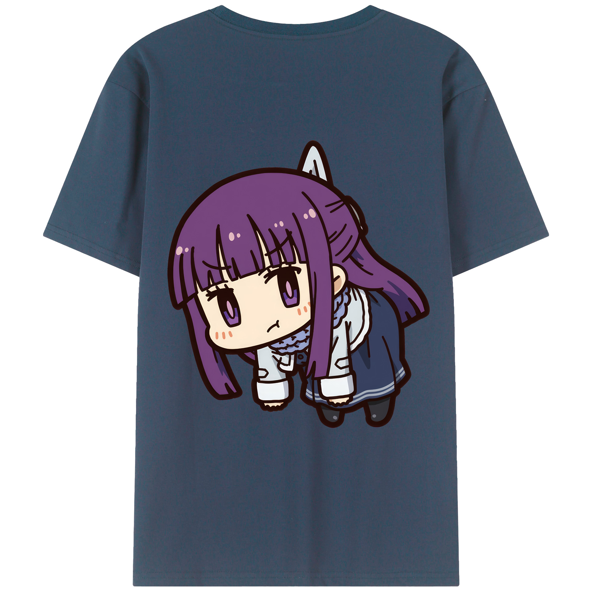 （画像用） 葬送のフリーレン Frieren 綿100％ メンズ半袖Tシャツ（バックプリント） 通気性
