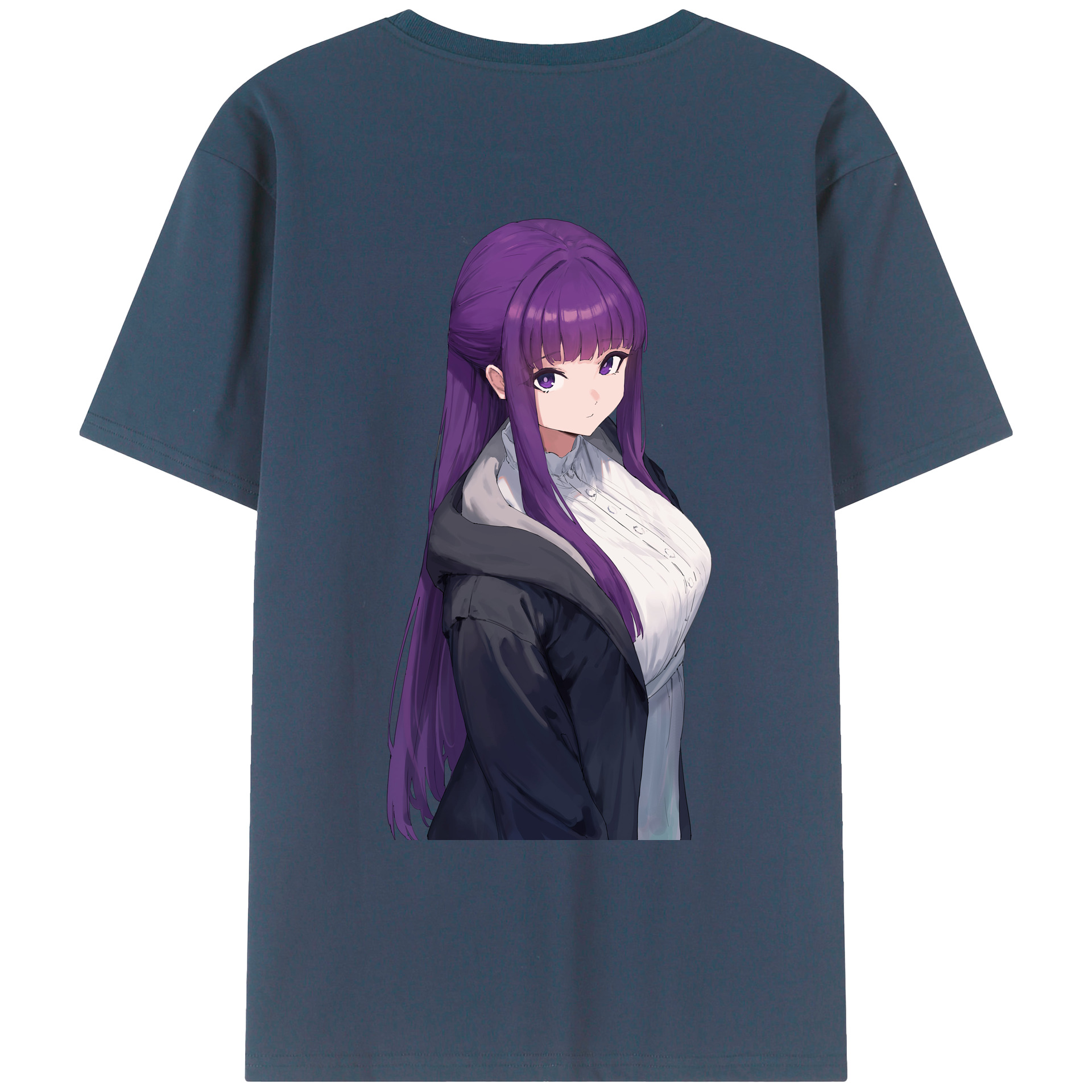 （画像用） 葬送のフリーレン Frieren 綿100％ メンズ半袖Tシャツ（バックプリント） 通気性