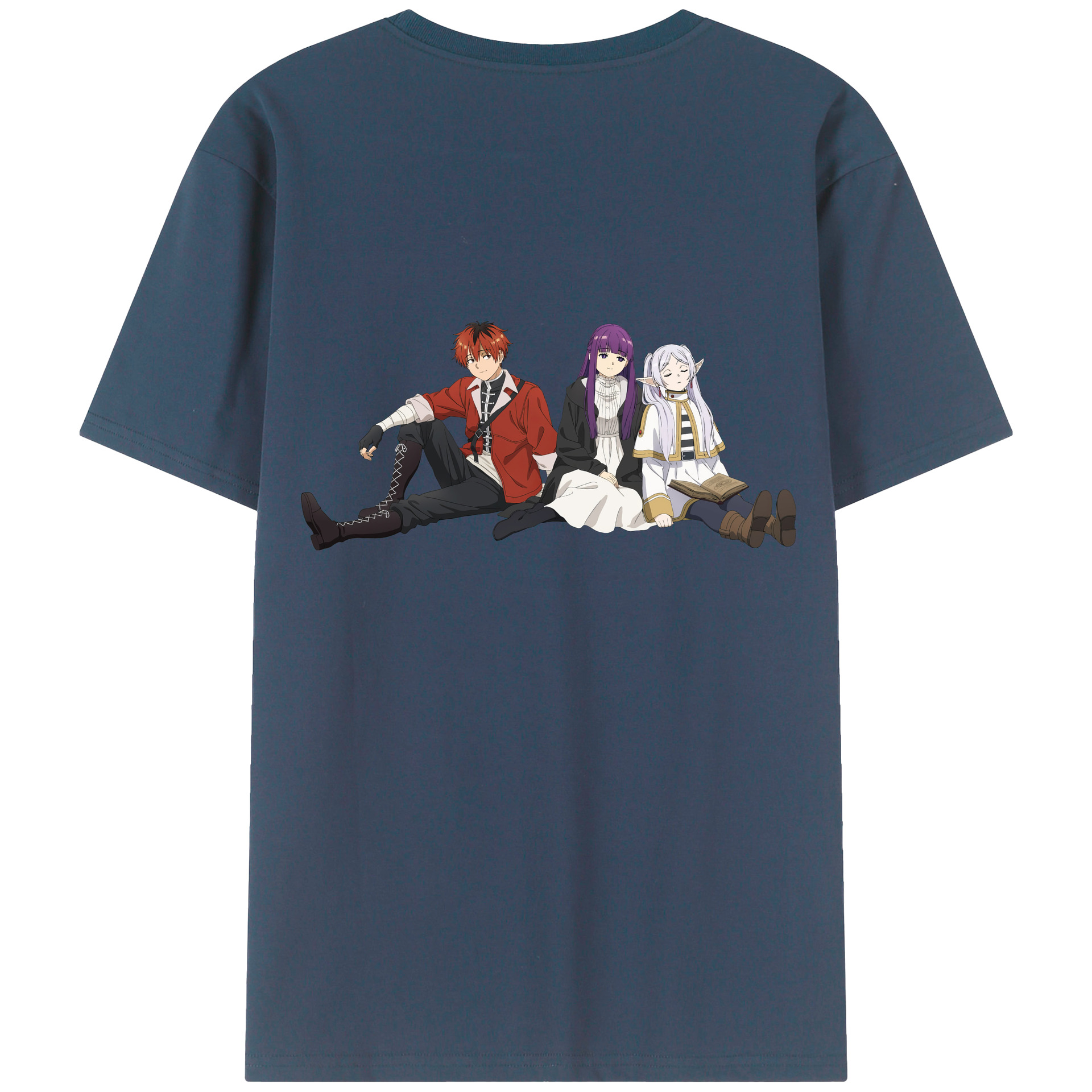 （画像用） 葬送のフリーレン Frieren 綿100％ メンズ半袖Tシャツ（バックプリント） 通気性