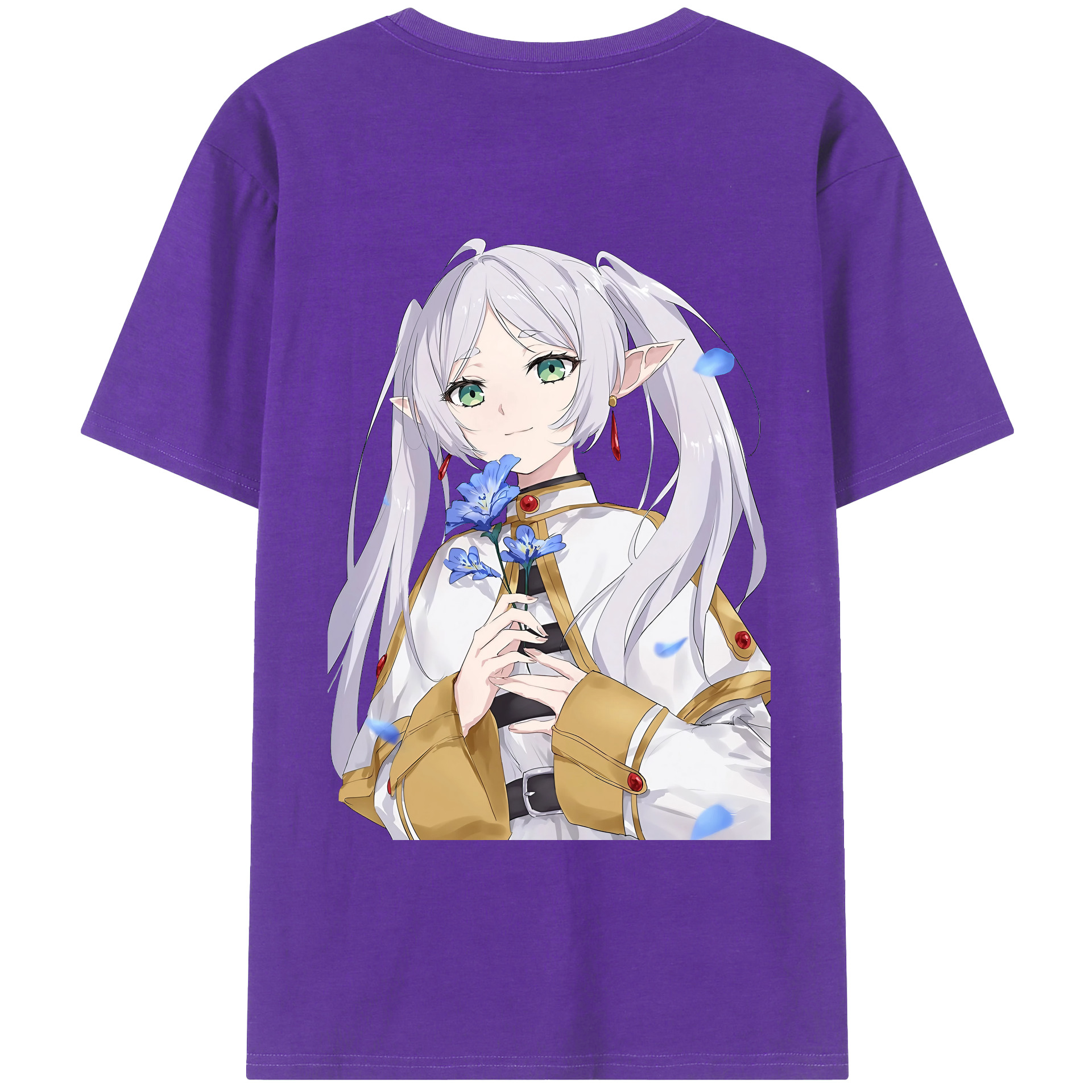 （画像用） 葬送のフリーレン Frieren 綿100％ メンズ半袖Tシャツ（バックプリント） 通気性