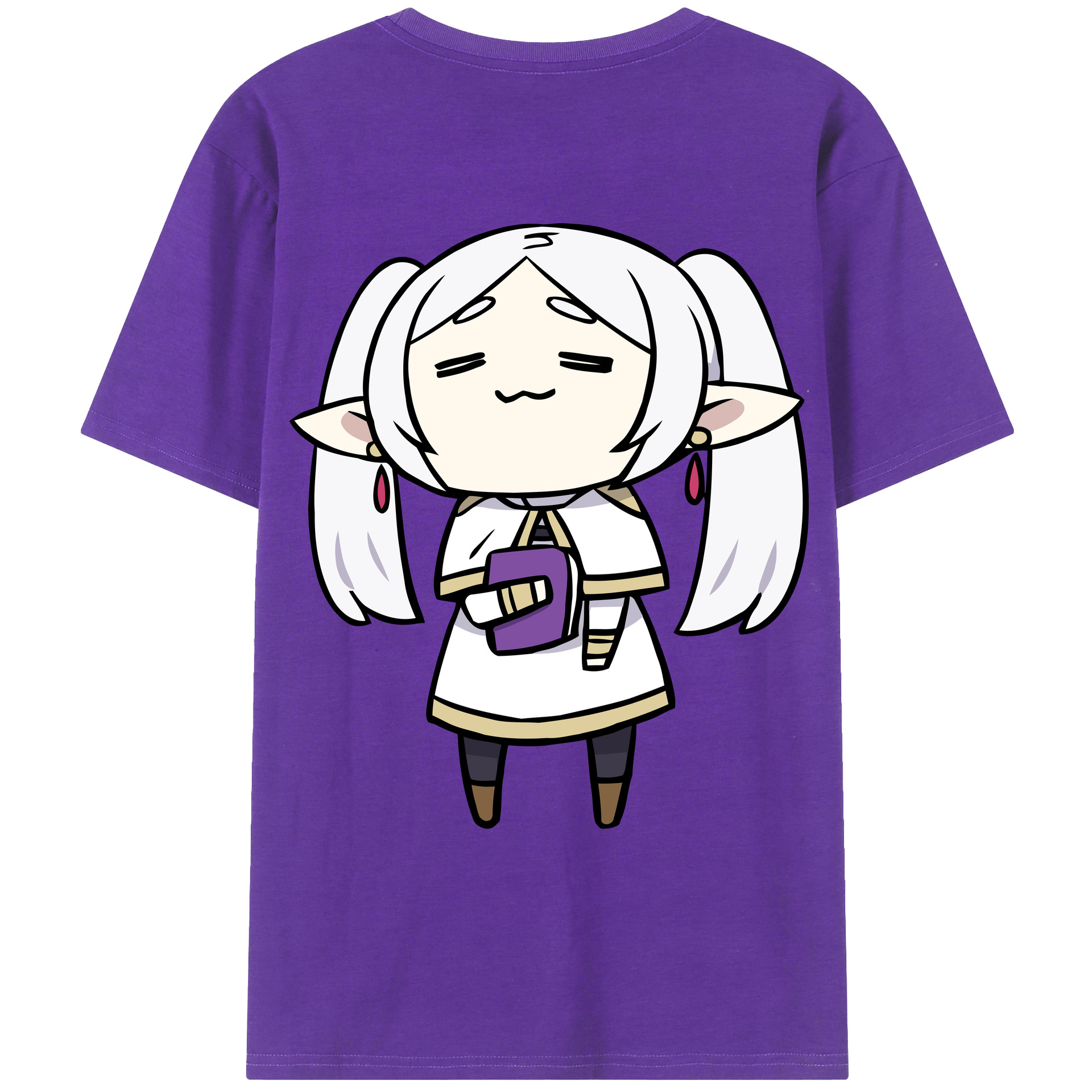 （画像用） 葬送のフリーレン Frieren 綿100％ メンズ半袖Tシャツ（バックプリント） 通気性