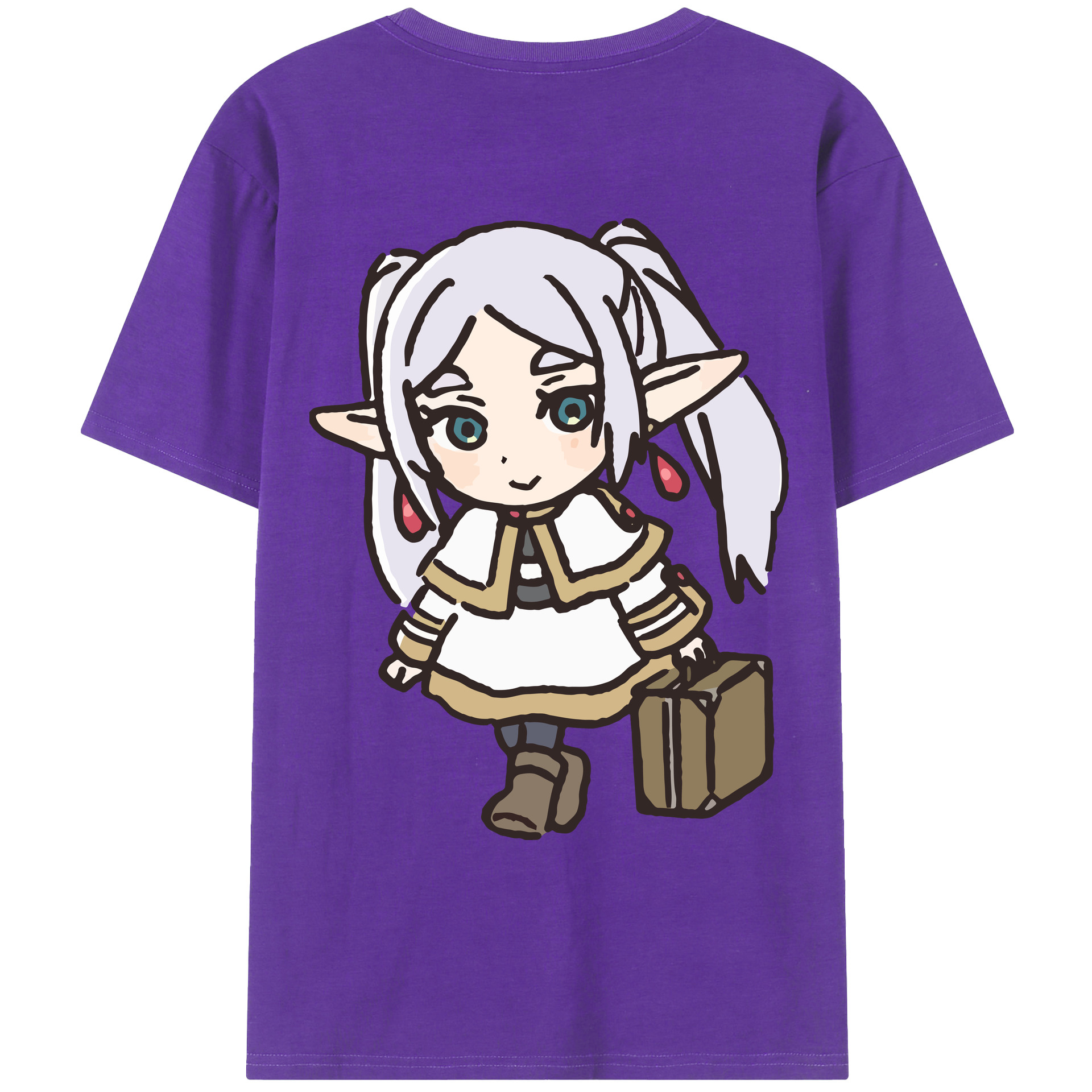 （画像用） 葬送のフリーレン Frieren 綿100％ メンズ半袖Tシャツ（バックプリント） 通気性