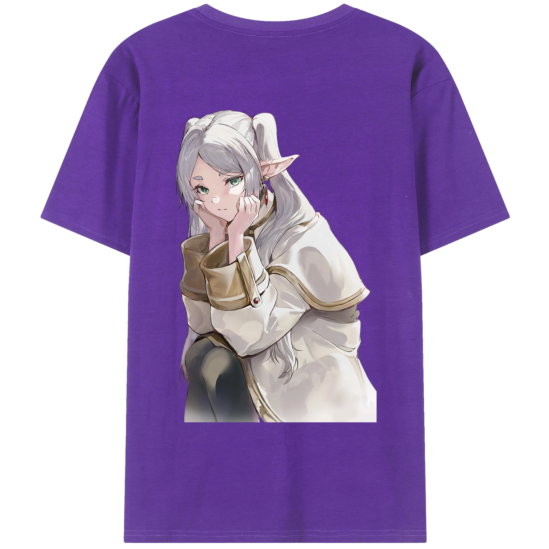 （画像用） 葬送のフリーレン Frieren 綿100％ メンズ半袖Tシャツ（バックプリント） 通気性