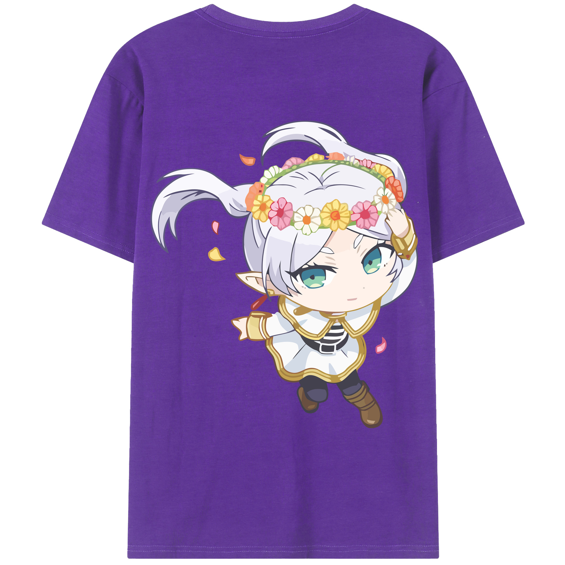 （画像用） 葬送のフリーレン Frieren 綿100％ メンズ半袖Tシャツ（バックプリント） 通気性