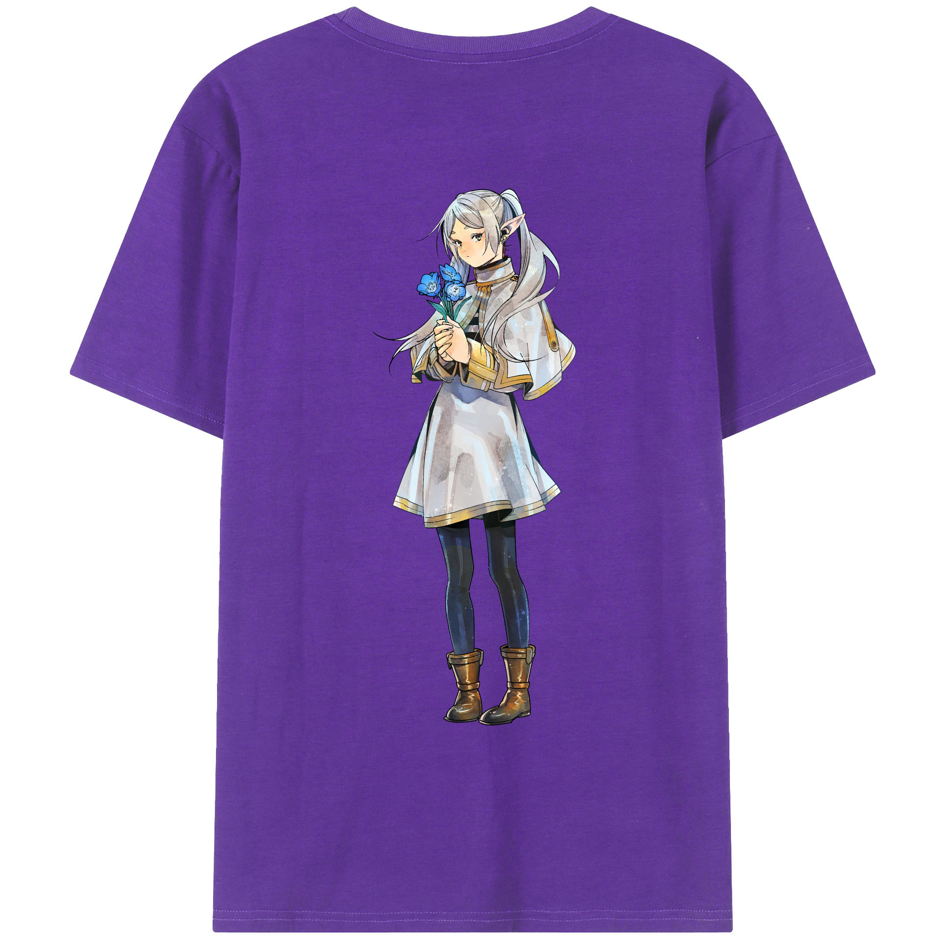 （画像用） 葬送のフリーレン Frieren 綿100％ メンズ半袖Tシャツ（バックプリント） 通気性