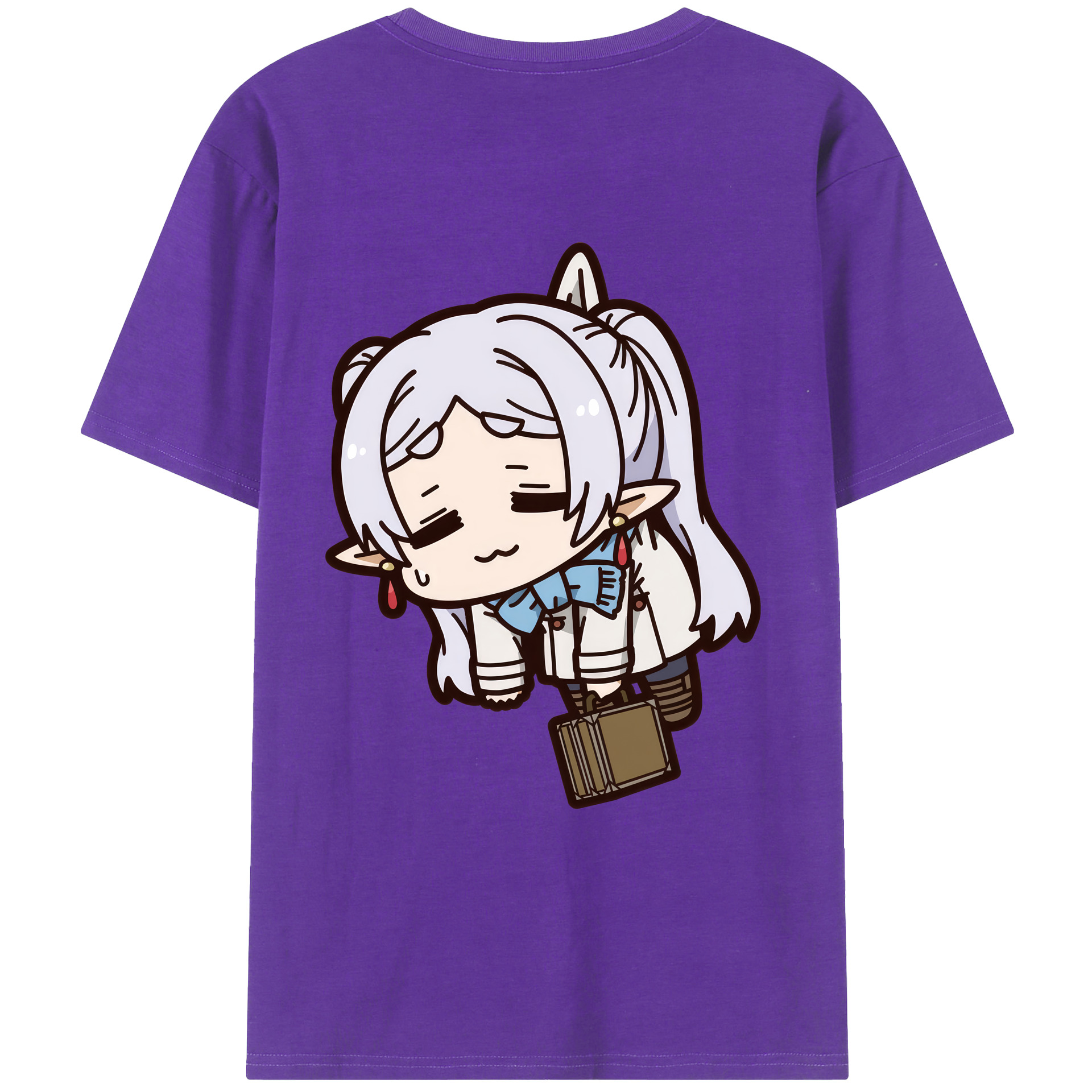 （画像用） 葬送のフリーレン Frieren 綿100％ メンズ半袖Tシャツ（バックプリント） 通気性