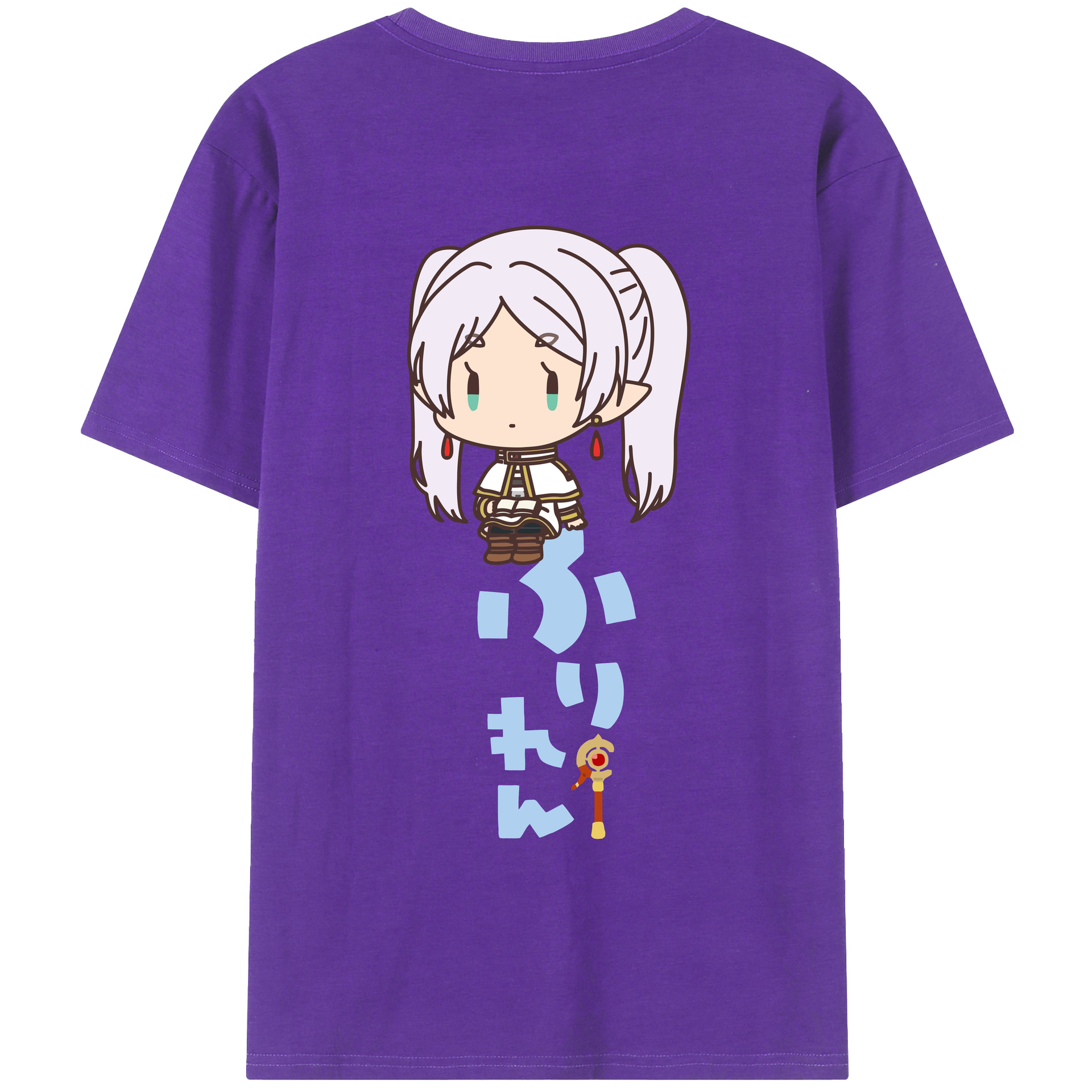 （画像用） 葬送のフリーレン Frieren 綿100％ メンズ半袖Tシャツ（バックプリント） 通気性