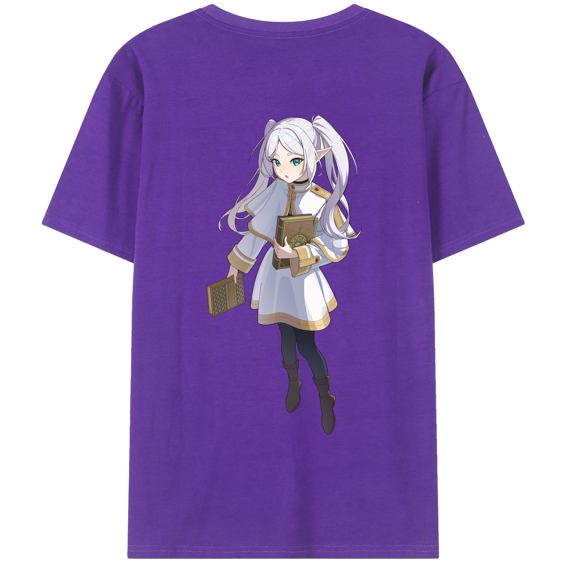 （画像用） 葬送のフリーレン Frieren 綿100％ メンズ半袖Tシャツ（バックプリント） 通気性