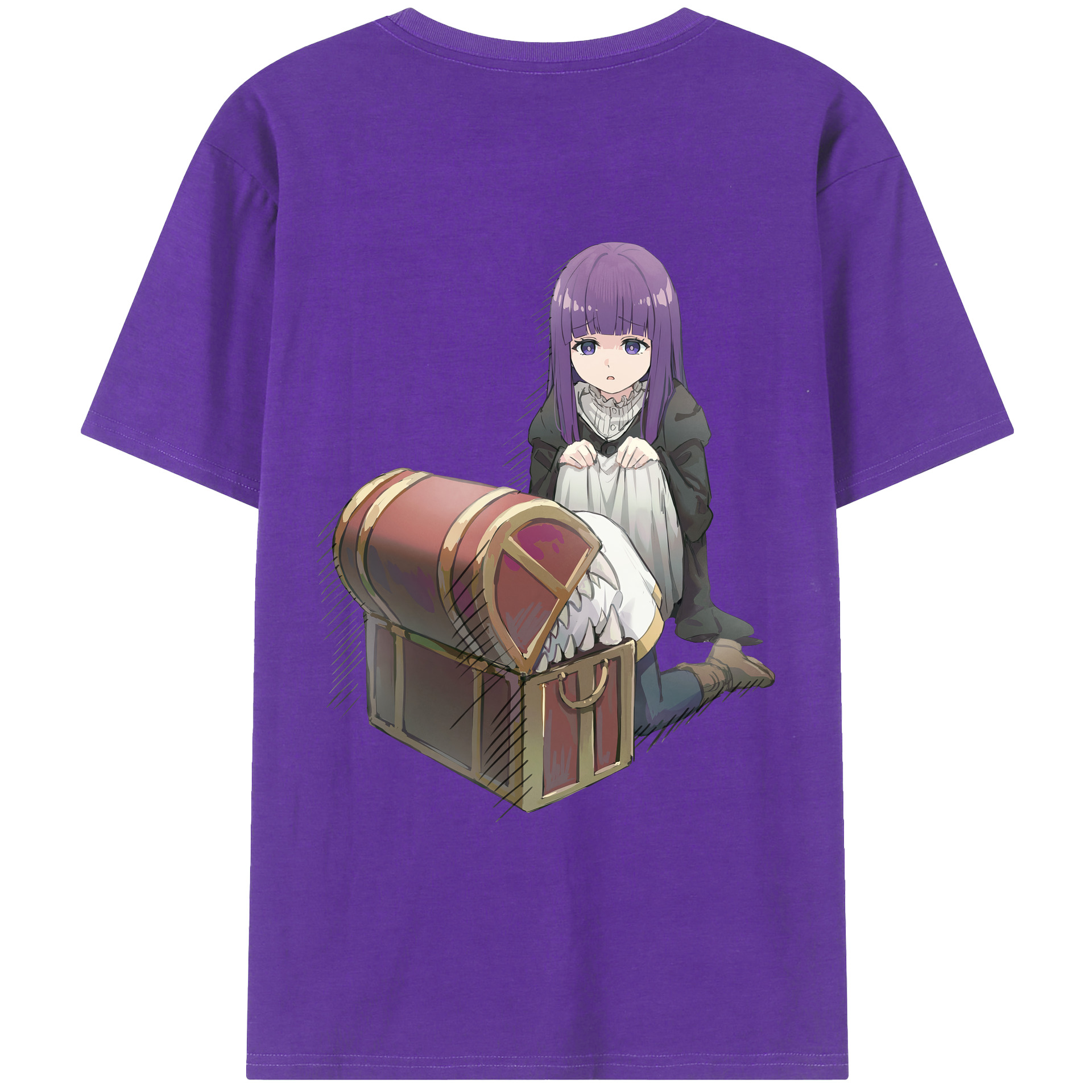 （画像用） 葬送のフリーレン Frieren 綿100％ メンズ半袖Tシャツ（バックプリント） 通気性