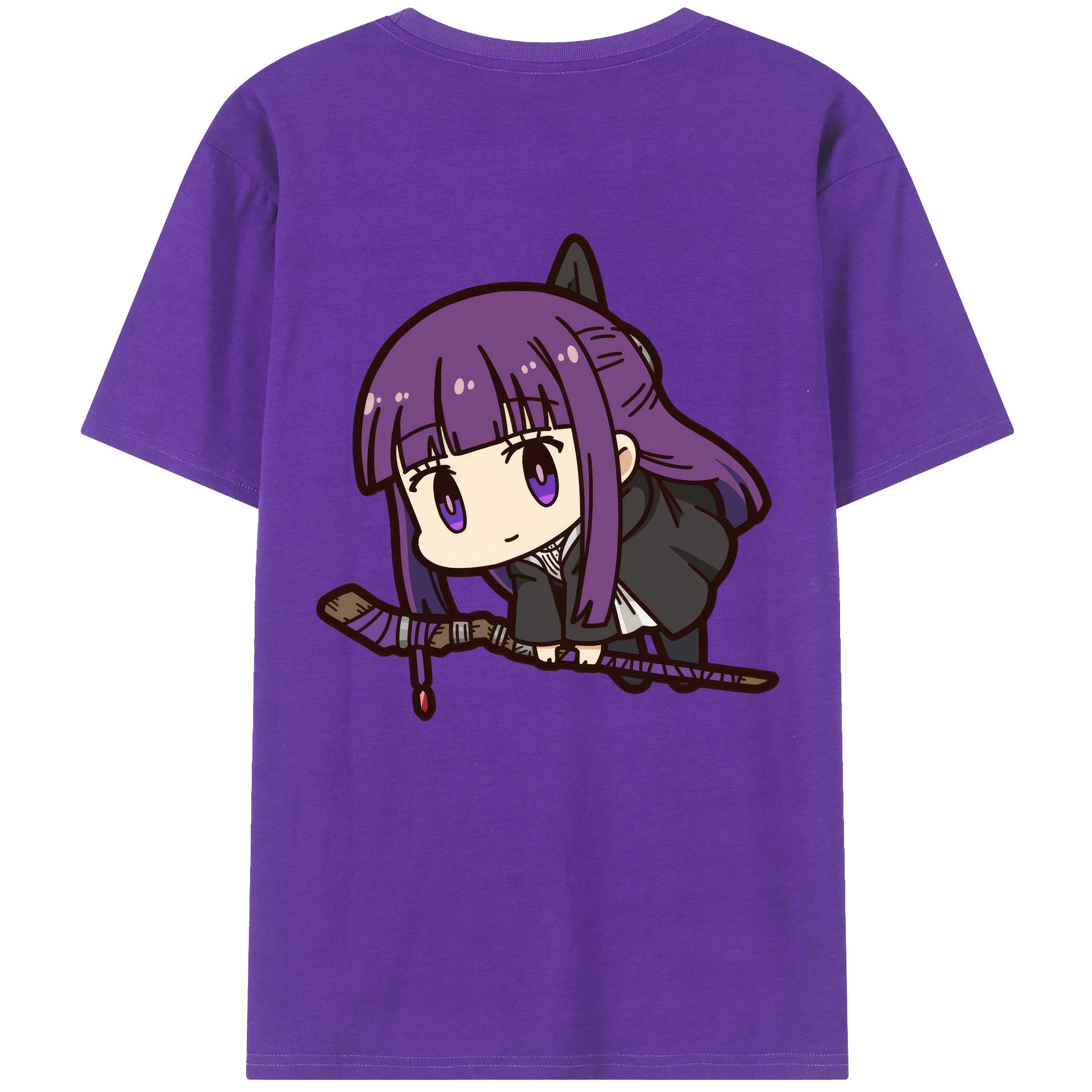 （画像用） 葬送のフリーレン Frieren 綿100％ メンズ半袖Tシャツ（バックプリント） 通気性