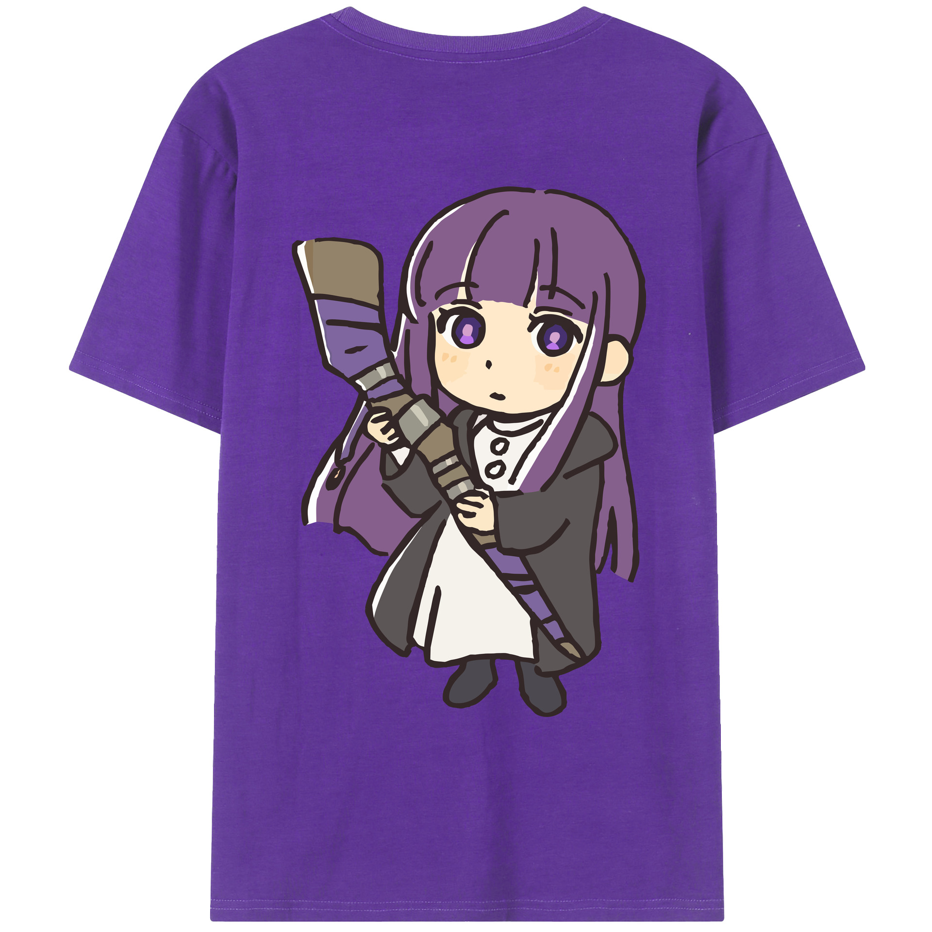 （画像用） 葬送のフリーレン Frieren 綿100％ メンズ半袖Tシャツ（バックプリント） 通気性