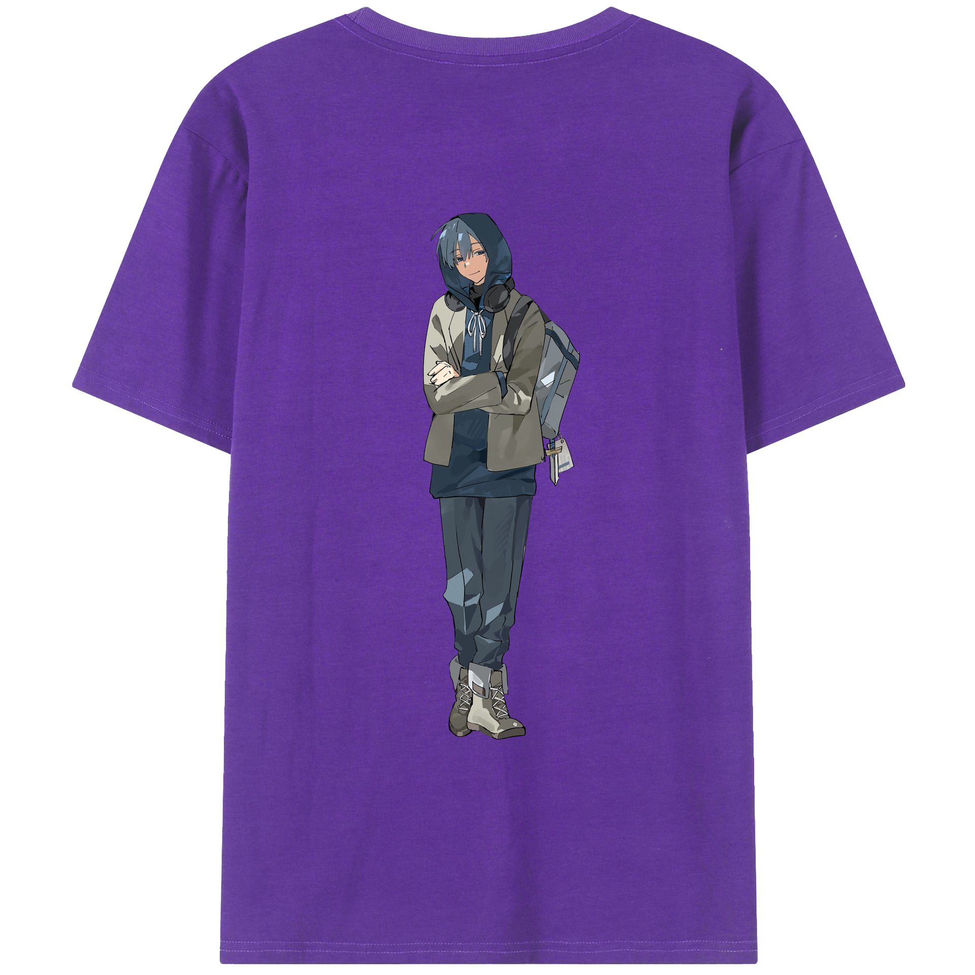 （画像用） 葬送のフリーレン Frieren 綿100％ メンズ半袖Tシャツ（バックプリント） 通気性