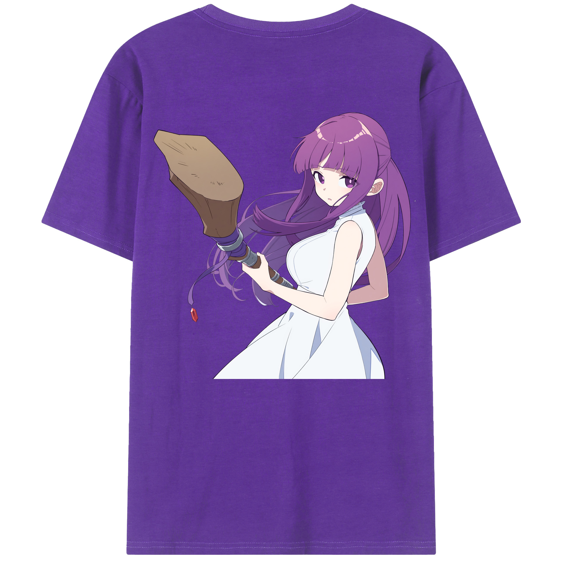 （画像用） 葬送のフリーレン Frieren 綿100％ メンズ半袖Tシャツ（バックプリント） 通気性