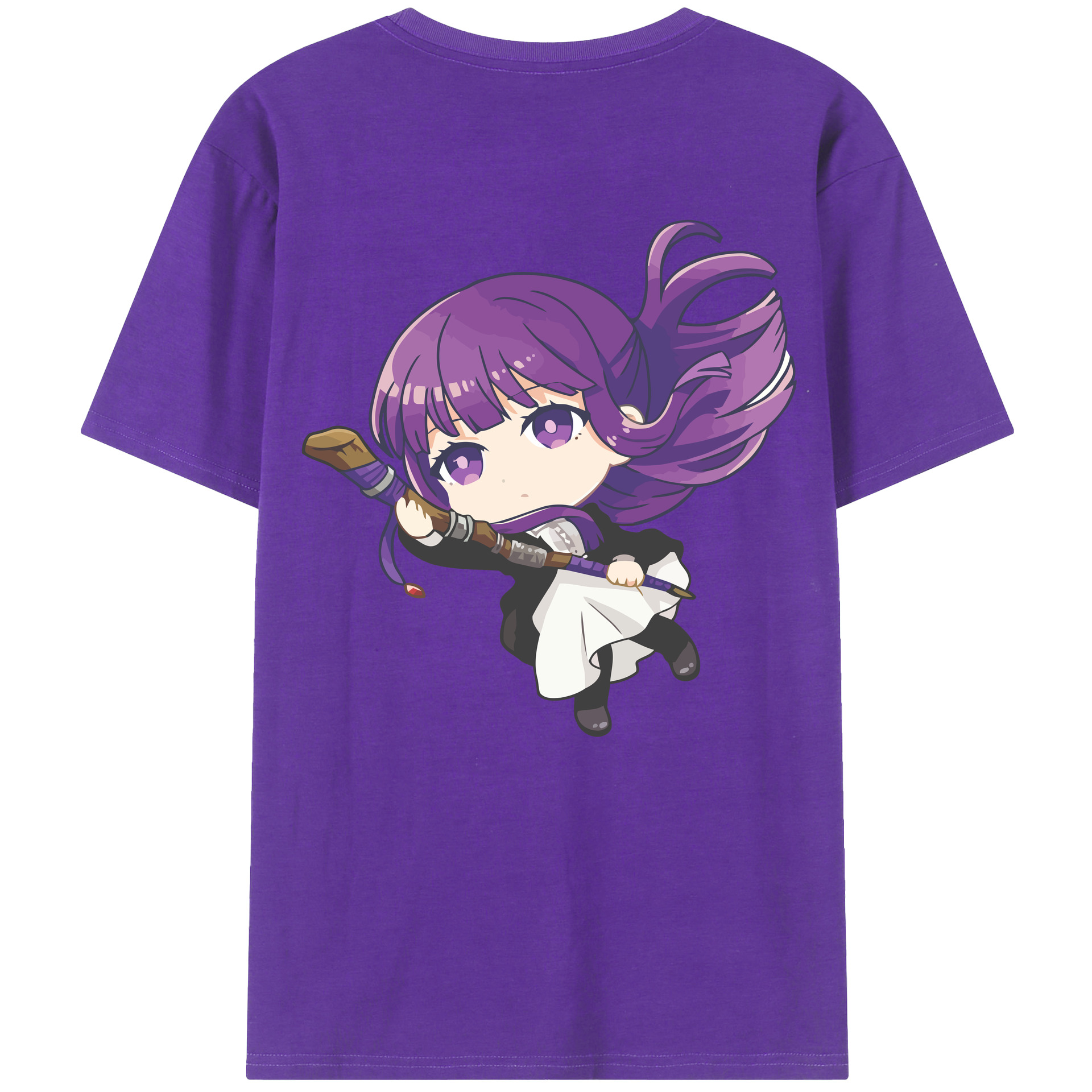 （画像用） 葬送のフリーレン Frieren 綿100％ メンズ半袖Tシャツ（バックプリント） 通気性