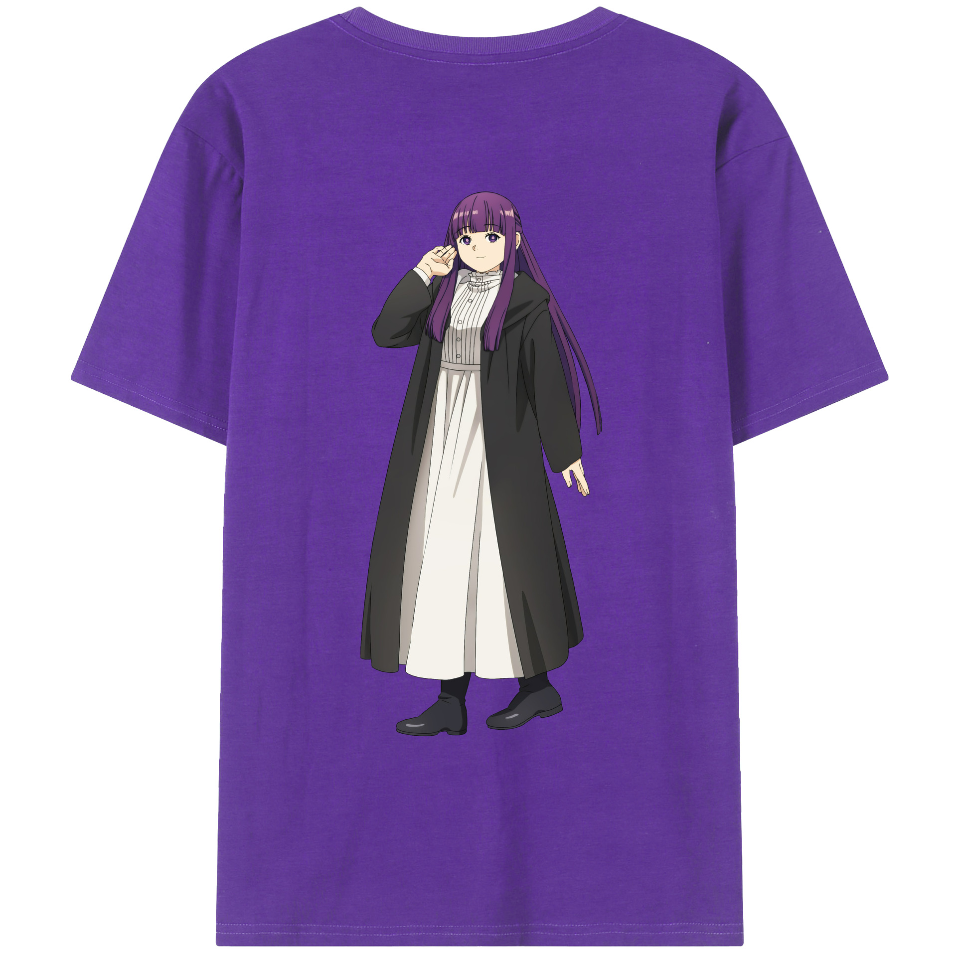 （画像用） 葬送のフリーレン Frieren 綿100％ メンズ半袖Tシャツ（バックプリント） 通気性