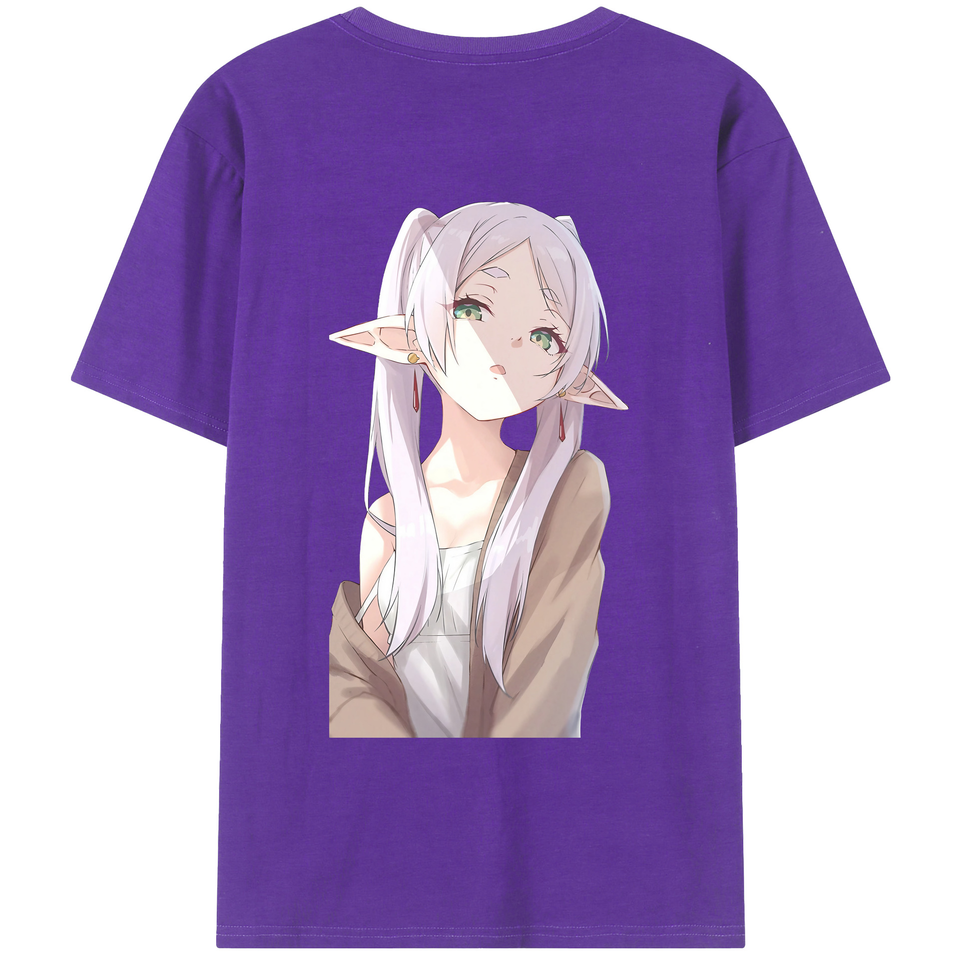 （画像用） 葬送のフリーレン Frieren 綿100％ メンズ半袖Tシャツ（バックプリント） 通気性