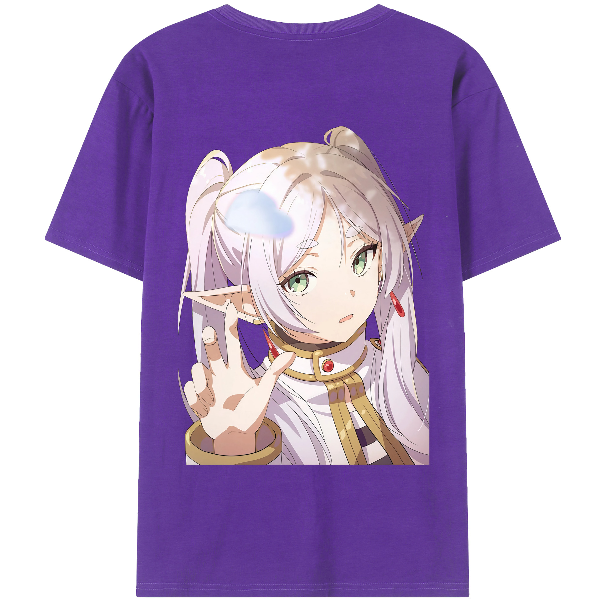（画像用） 葬送のフリーレン Frieren 綿100％ メンズ半袖Tシャツ（バックプリント） 通気性
