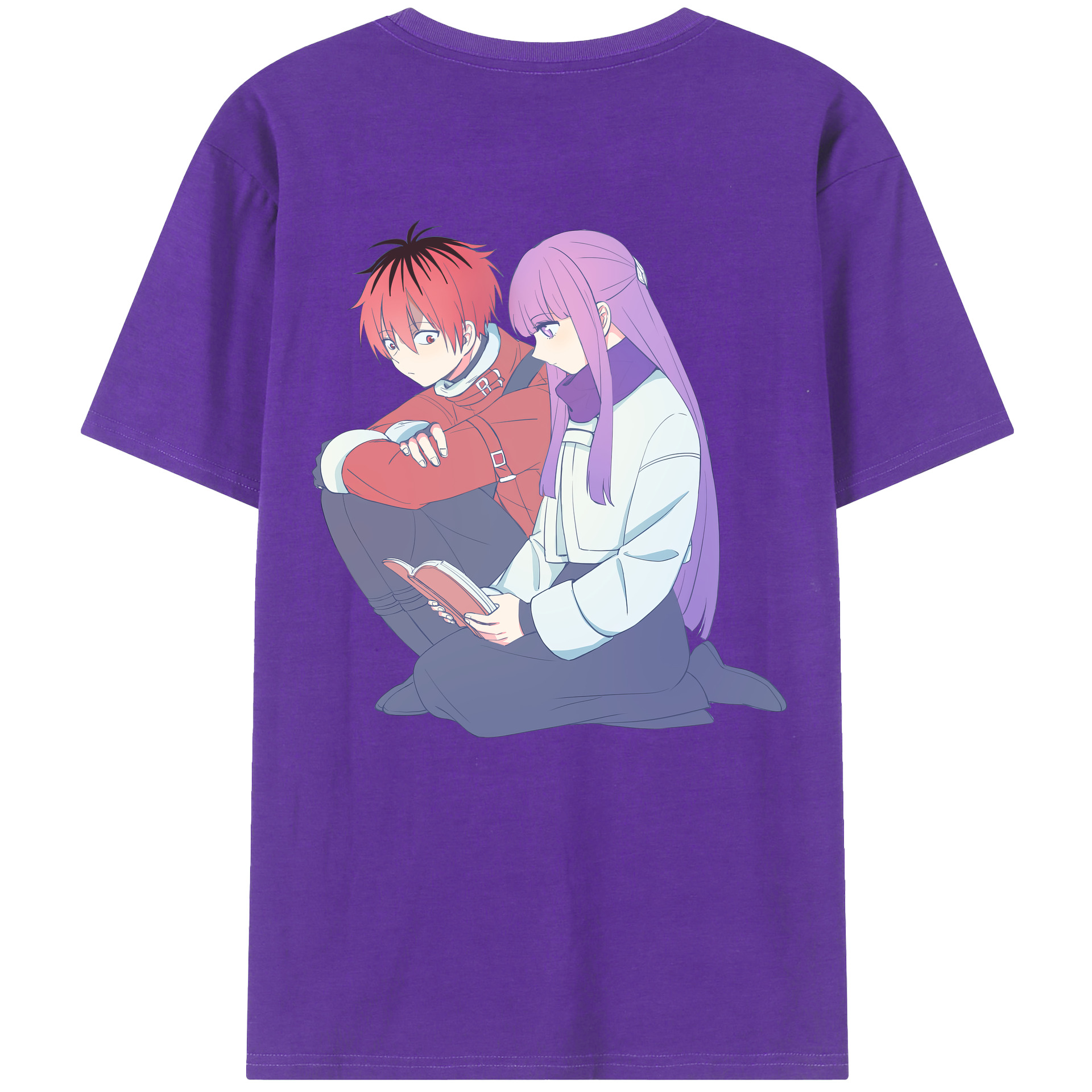 （画像用） 葬送のフリーレン Frieren 綿100％ メンズ半袖Tシャツ（バックプリント） 通気性