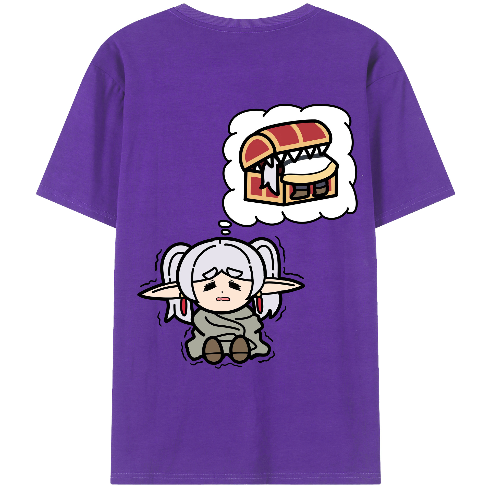 （画像用） 葬送のフリーレン Frieren 綿100％ メンズ半袖Tシャツ（バックプリント） 通気性