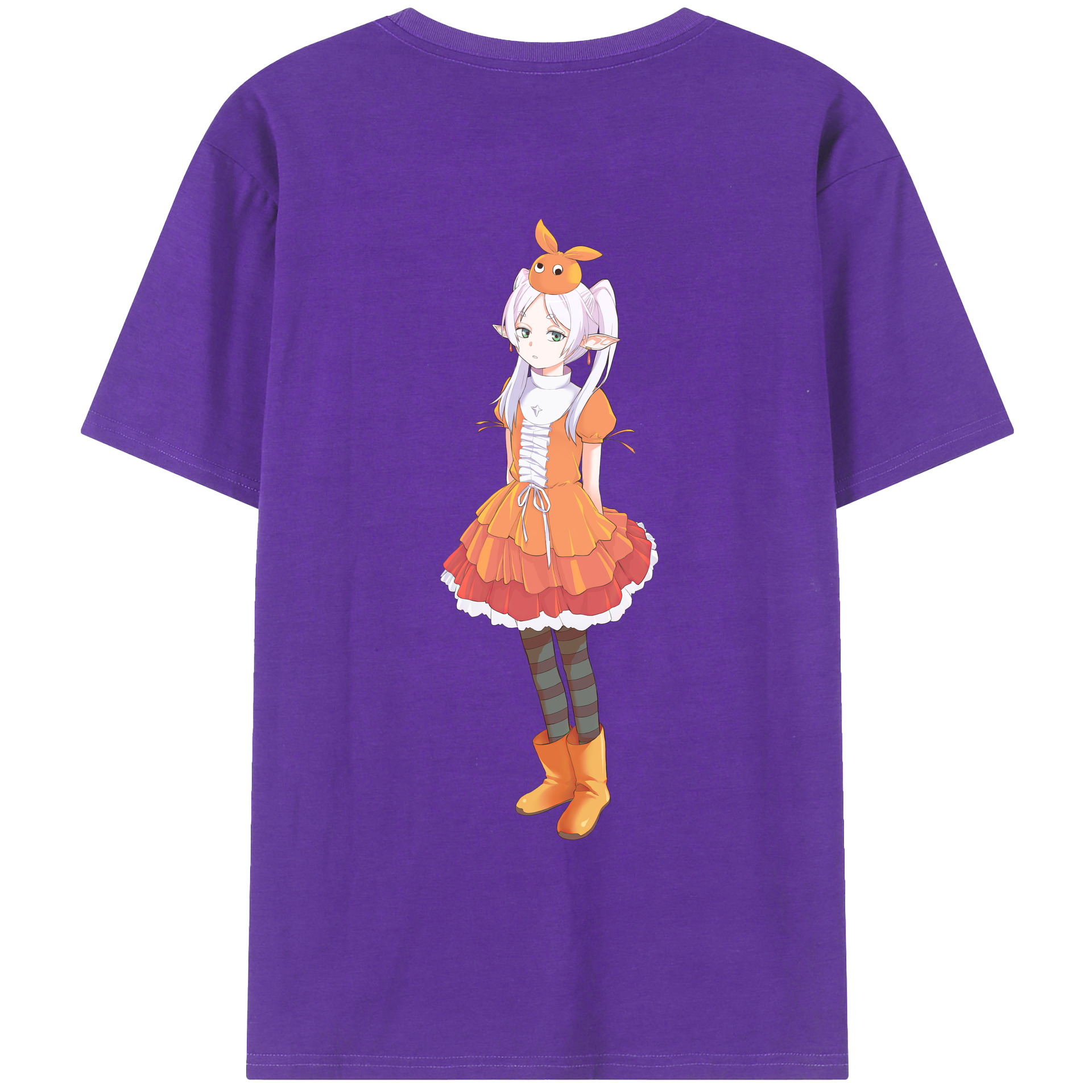 （画像用） 葬送のフリーレン Frieren 綿100％ メンズ半袖Tシャツ（バックプリント） 通気性