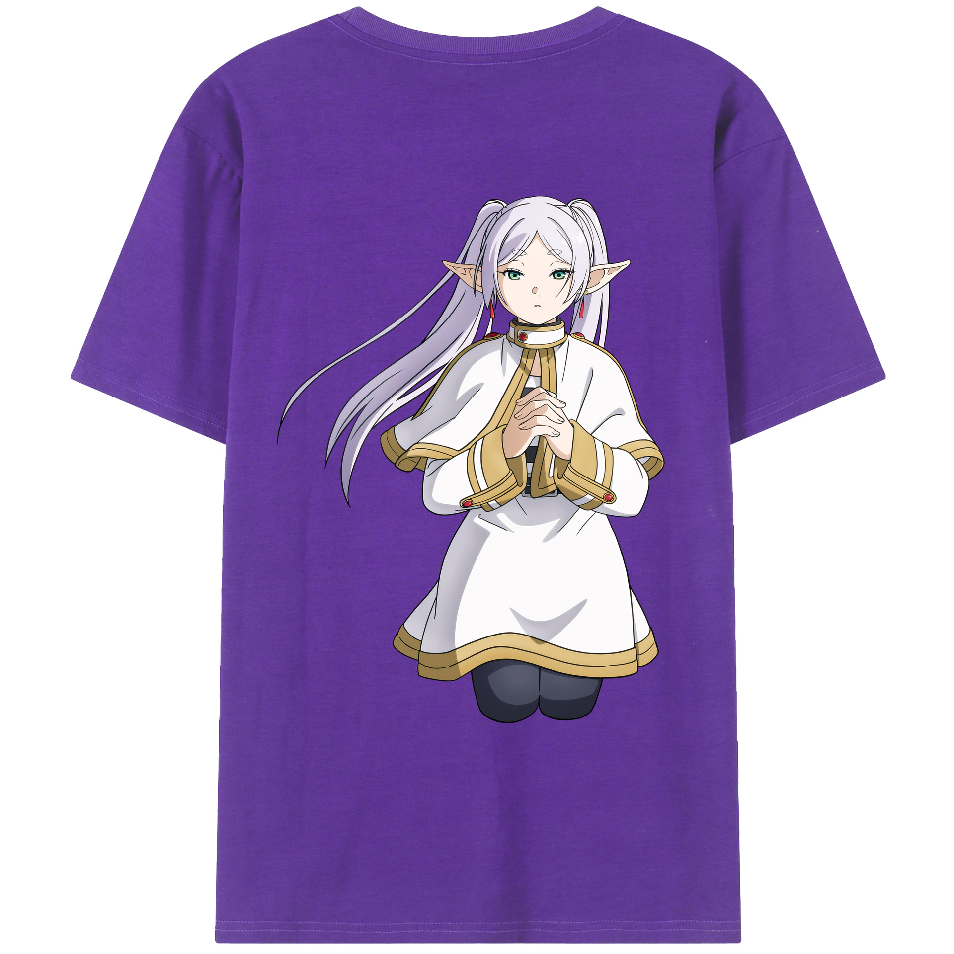 （画像用） 葬送のフリーレン Frieren 綿100％ メンズ半袖Tシャツ（バックプリント） 通気性