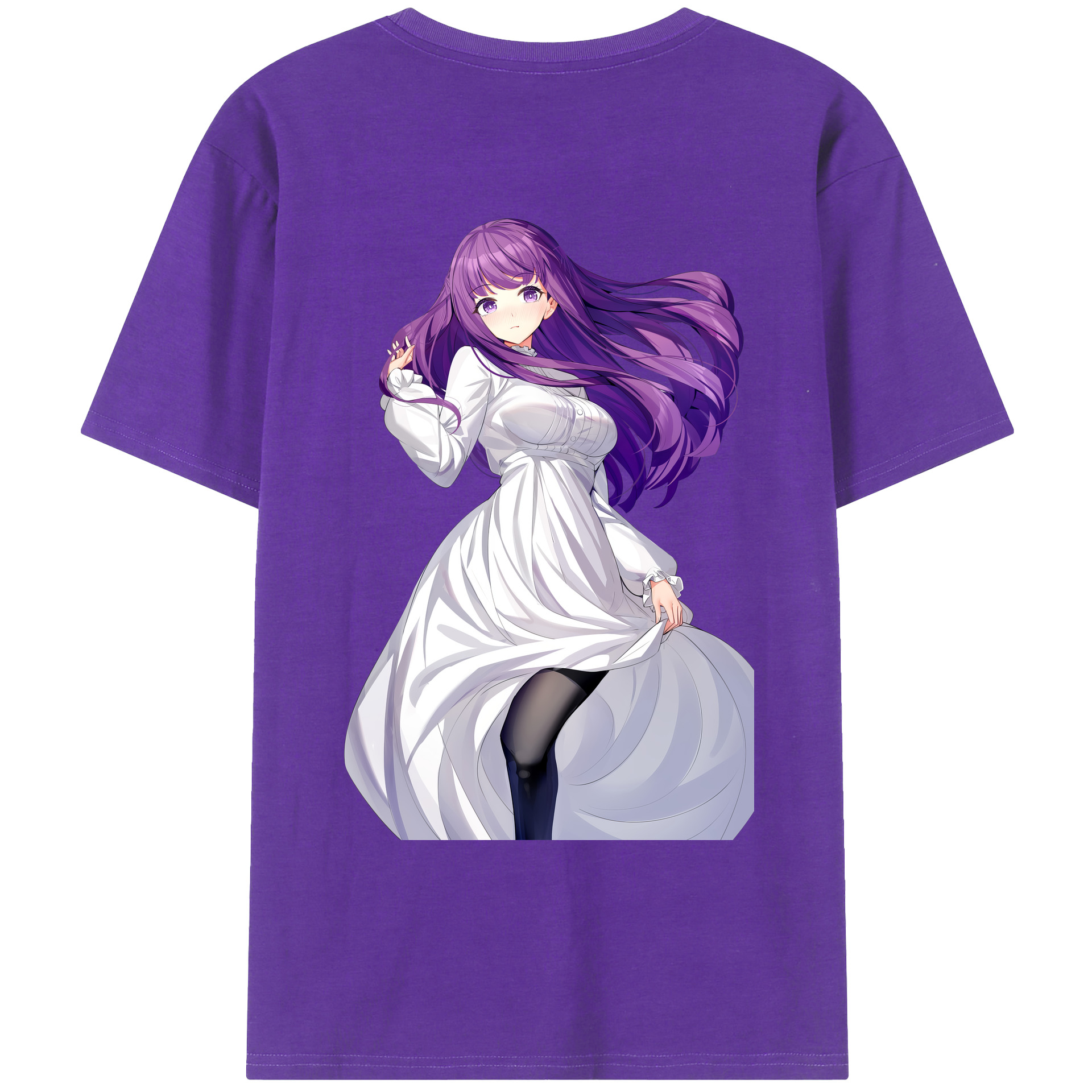 （画像用） 葬送のフリーレン Frieren 綿100％ メンズ半袖Tシャツ（バックプリント） 通気性