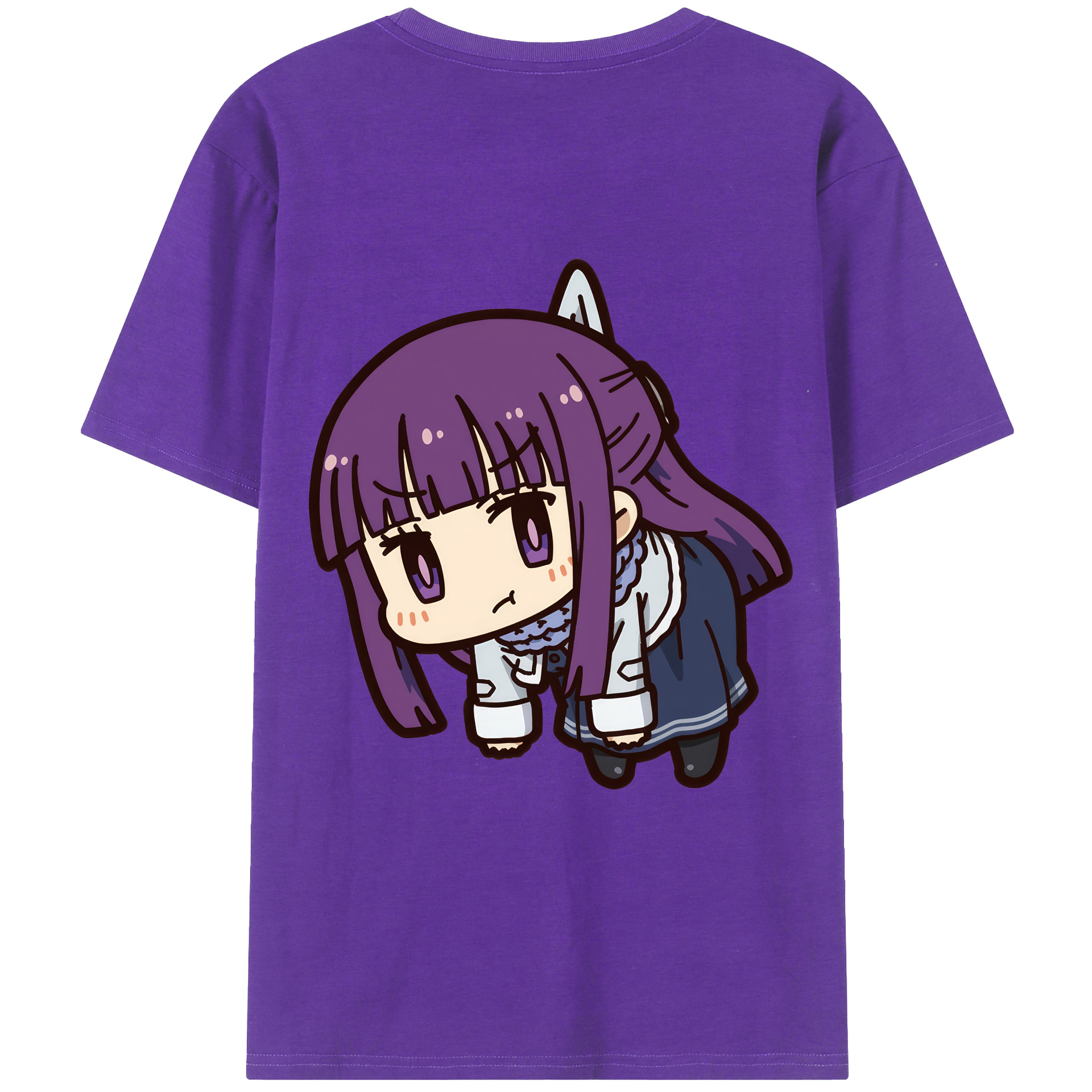 （画像用） 葬送のフリーレン Frieren 綿100％ メンズ半袖Tシャツ（バックプリント） 通気性