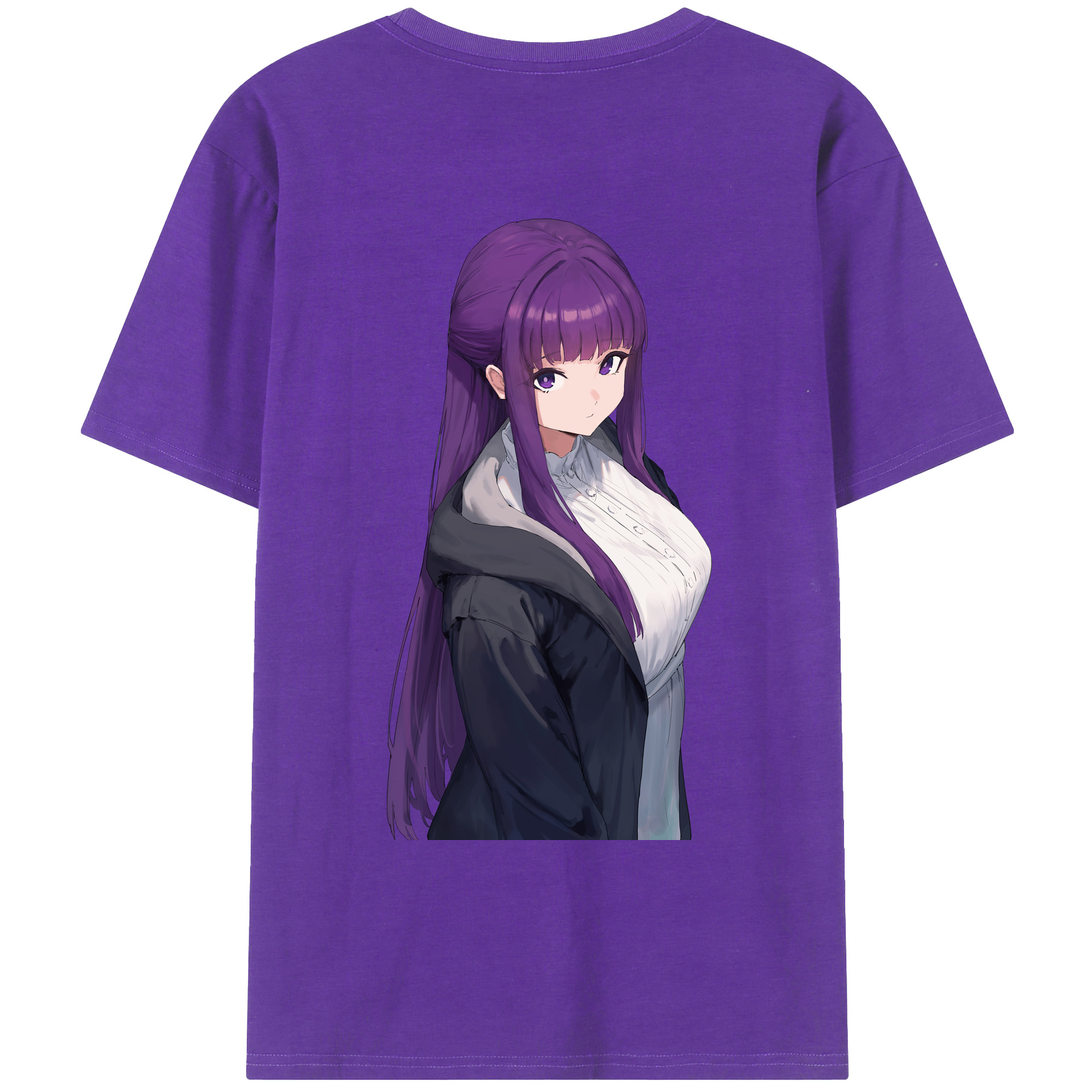 （画像用） 葬送のフリーレン Frieren 綿100％ メンズ半袖Tシャツ（バックプリント） 通気性