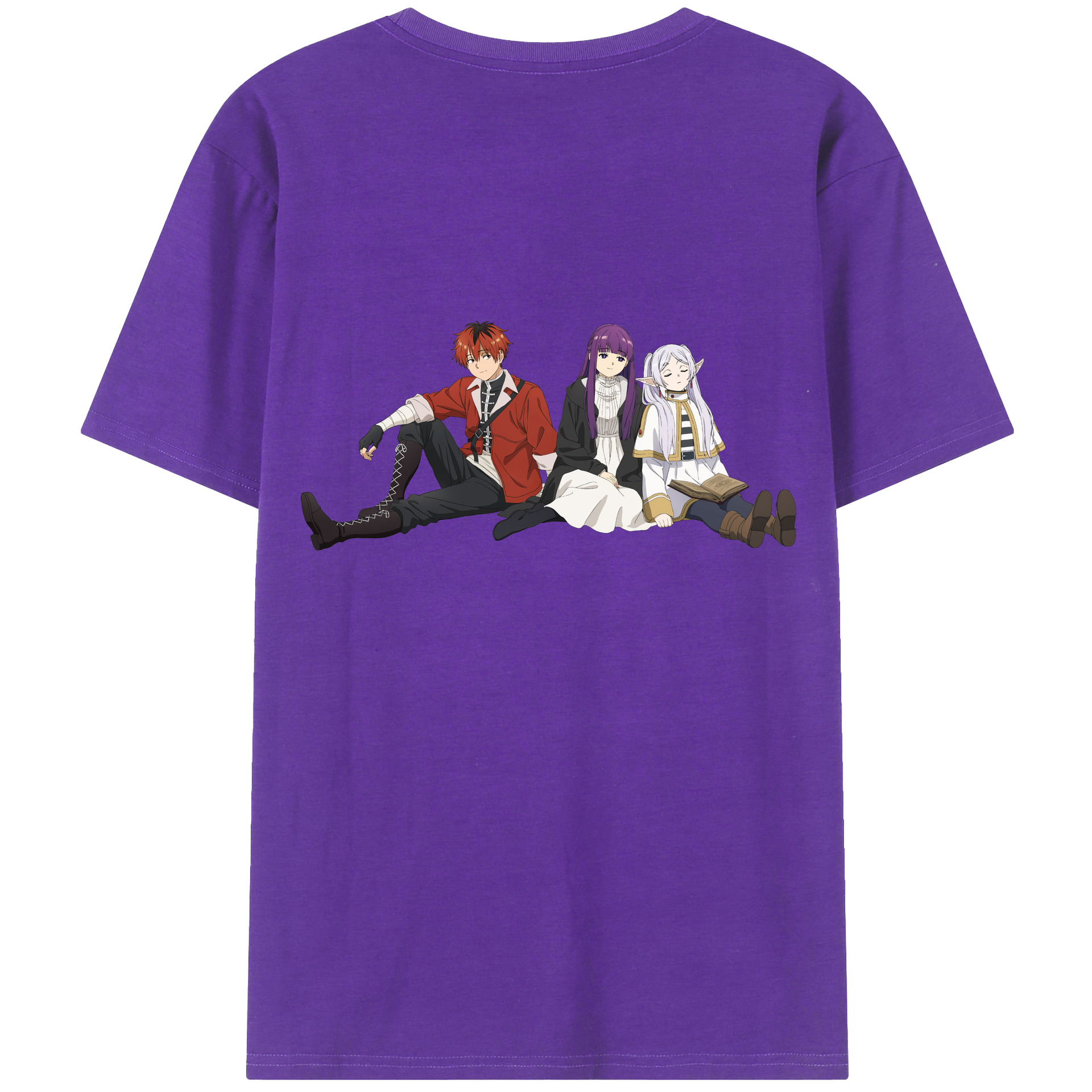 （画像用） 葬送のフリーレン Frieren 綿100％ メンズ半袖Tシャツ（バックプリント） 通気性