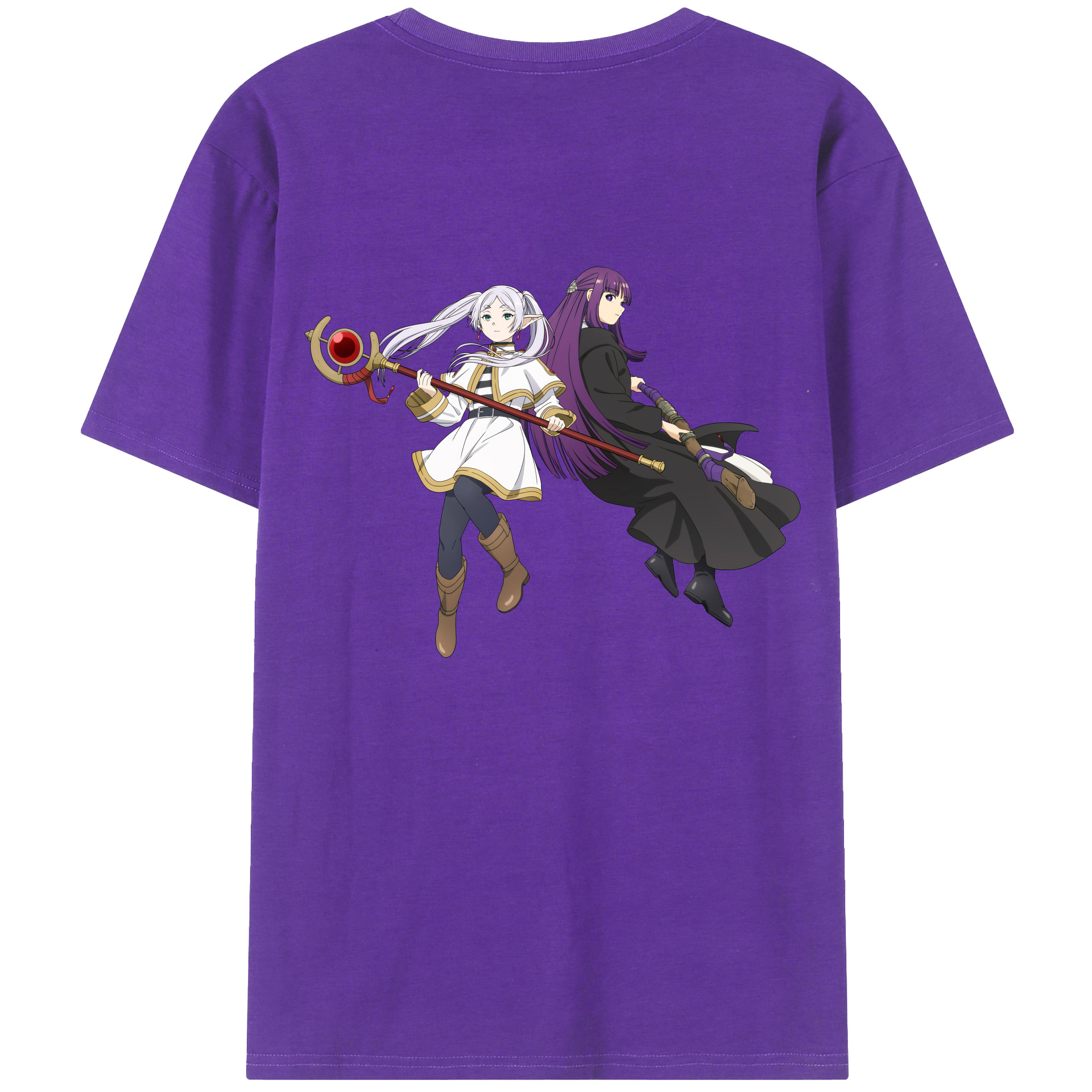 （画像用） 葬送のフリーレン Frieren 綿100％ メンズ半袖Tシャツ（バックプリント） 通気性