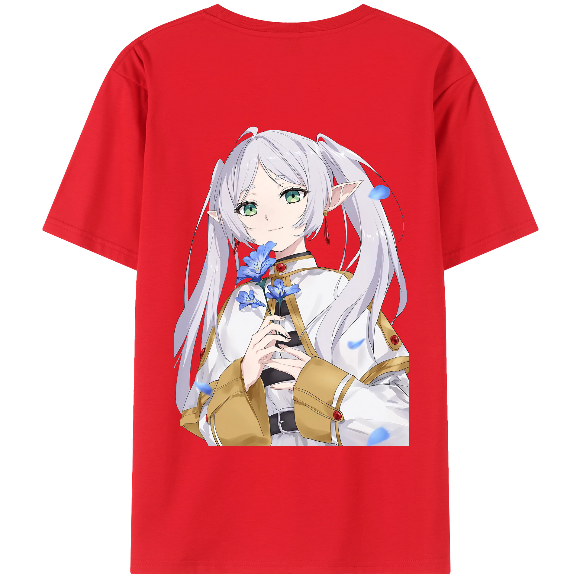 （画像用） 葬送のフリーレン Frieren 綿100％ メンズ半袖Tシャツ（バックプリント） 通気性
