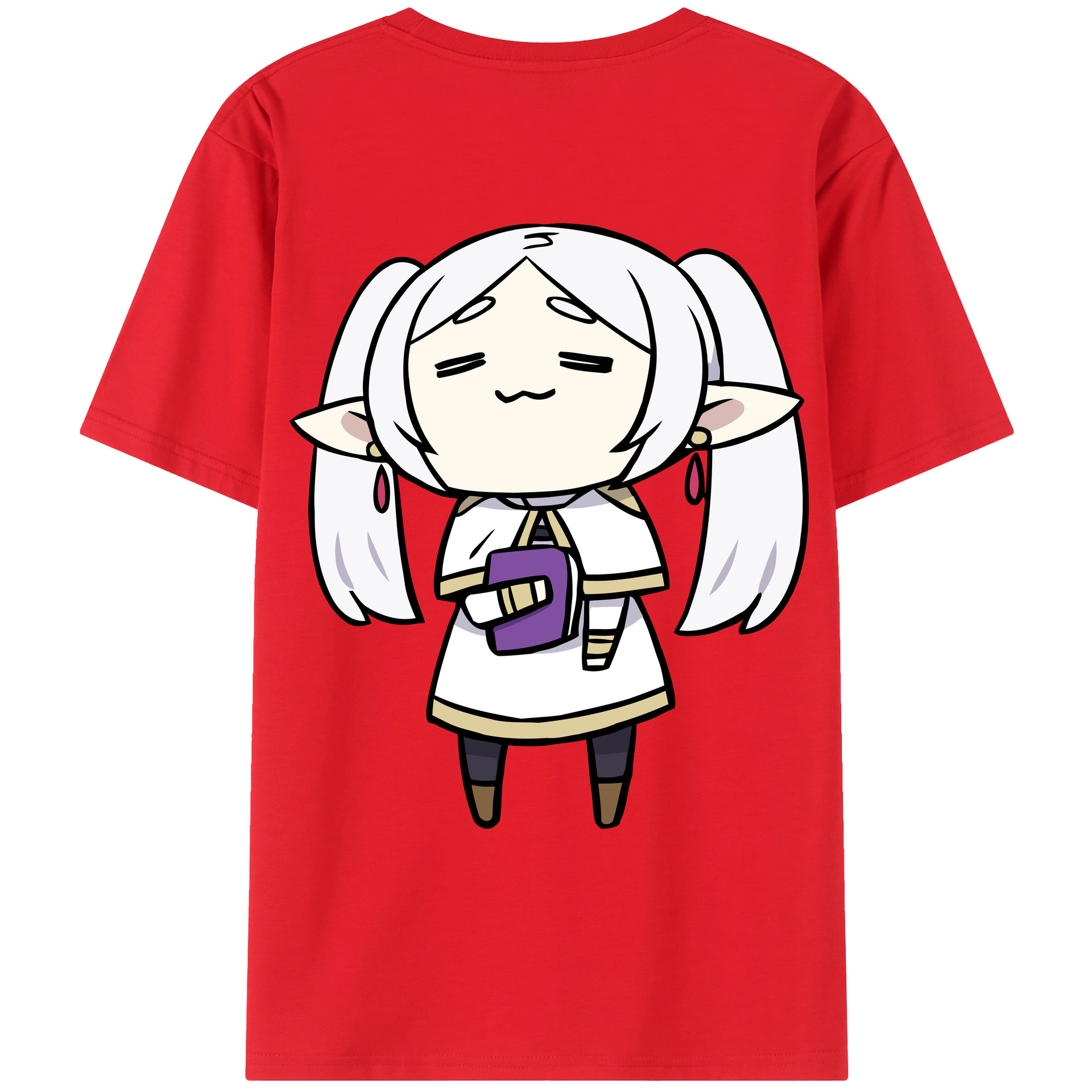 （画像用） 葬送のフリーレン Frieren 綿100％ メンズ半袖Tシャツ（バックプリント） 通気性