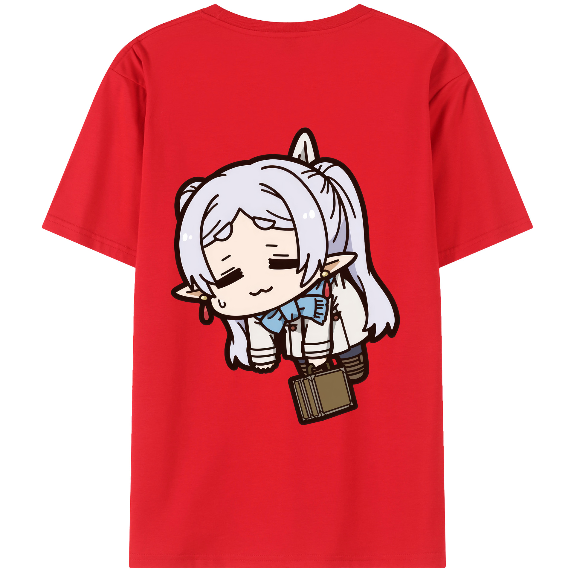 （画像用） 葬送のフリーレン Frieren 綿100％ メンズ半袖Tシャツ（バックプリント） 通気性